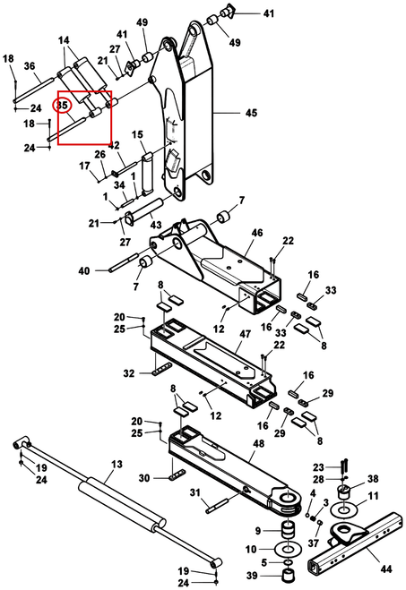 Challenger CH-35 Pin, Tilt Cylinder Base End - where it fits