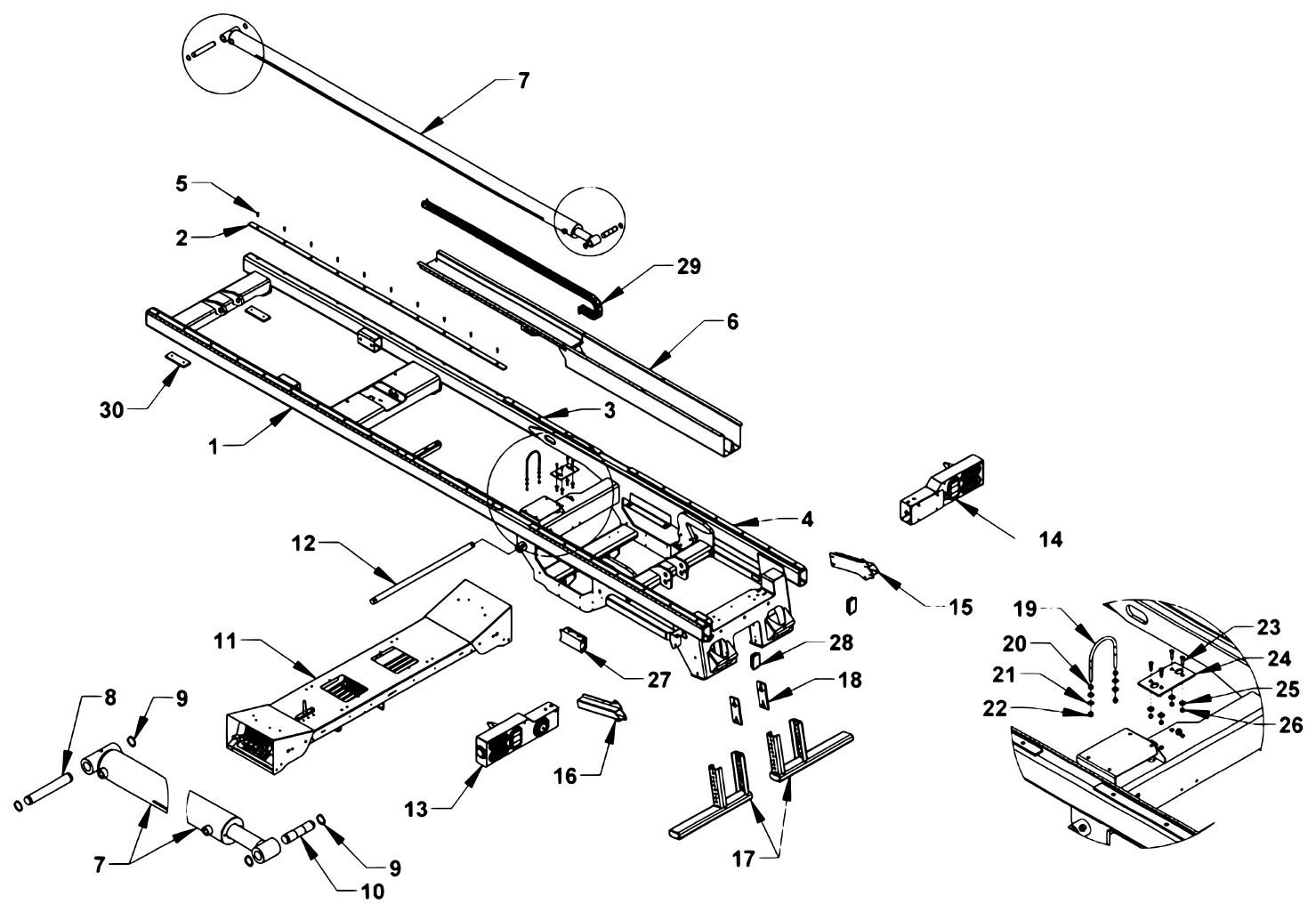 Century Series 10 Gen 2 Series 10 Gen II 19-19.5 Ft Subframe Components - Inboard Tilt diagram