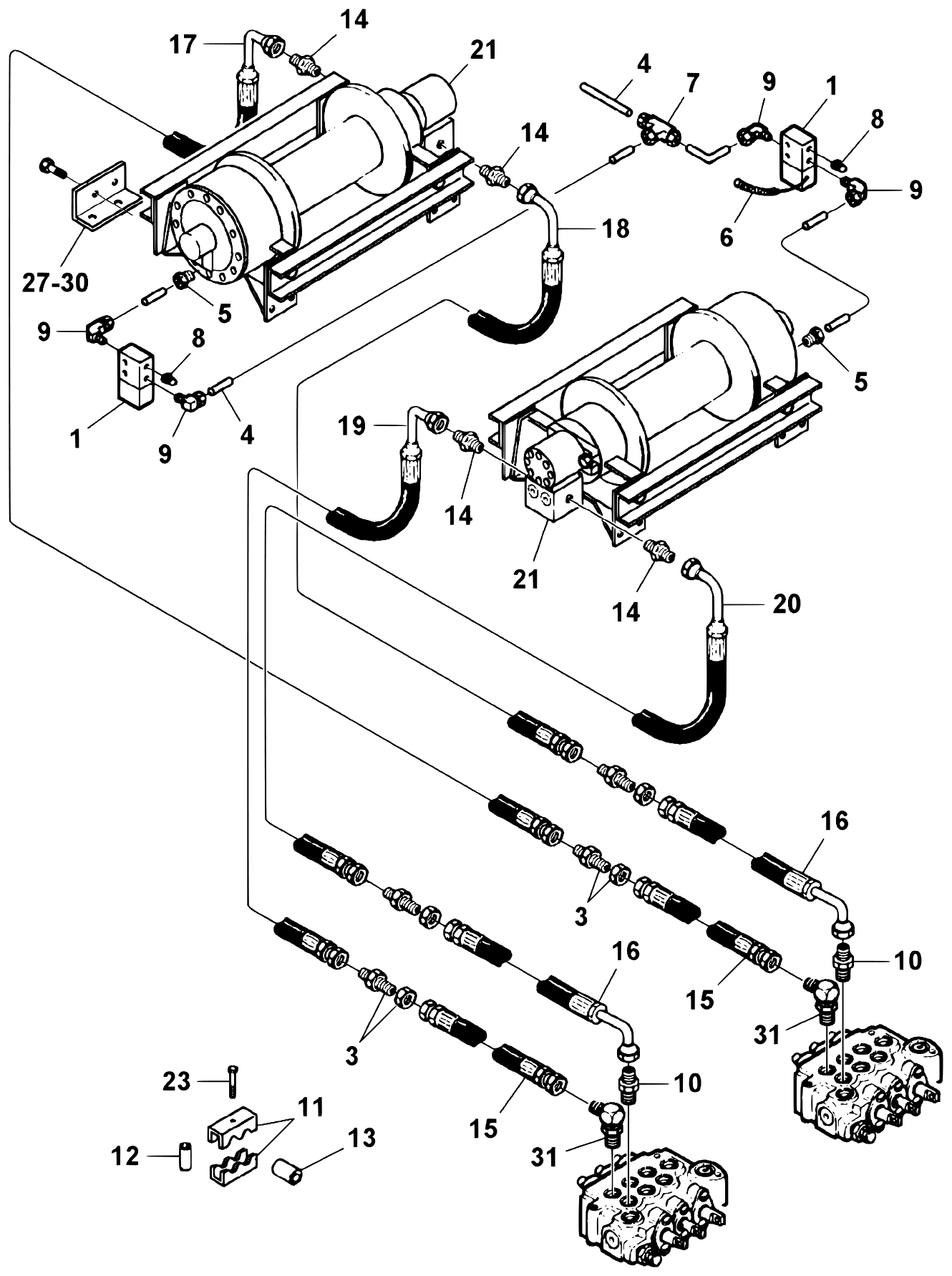 Challenger CH-45 Winch Hydraulics & Air Free Spool diagram