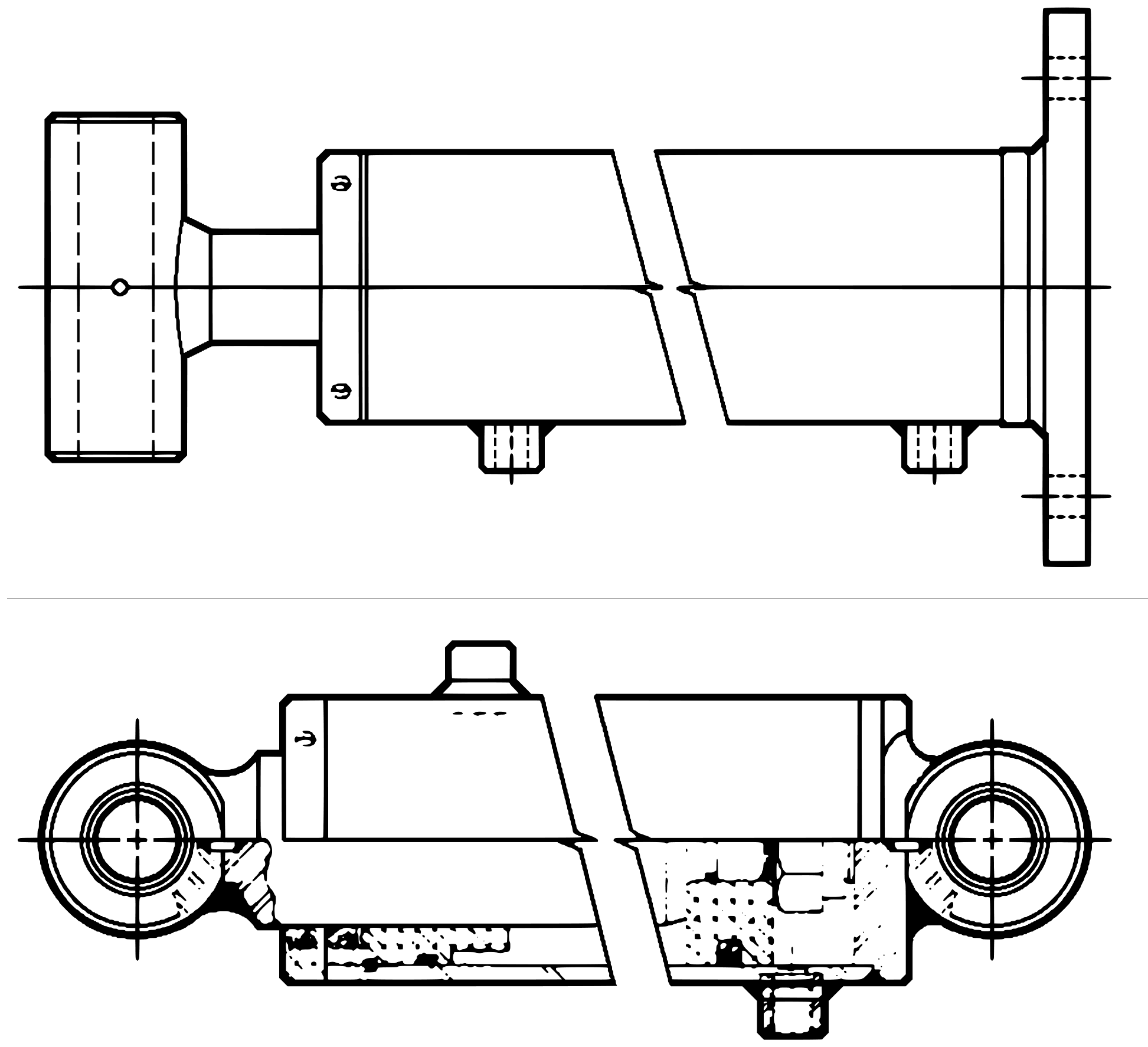 Century Series 10 Gen 1 (2001) Hydraulic Cylinders - Bed Extend & Bed Tilt diagram