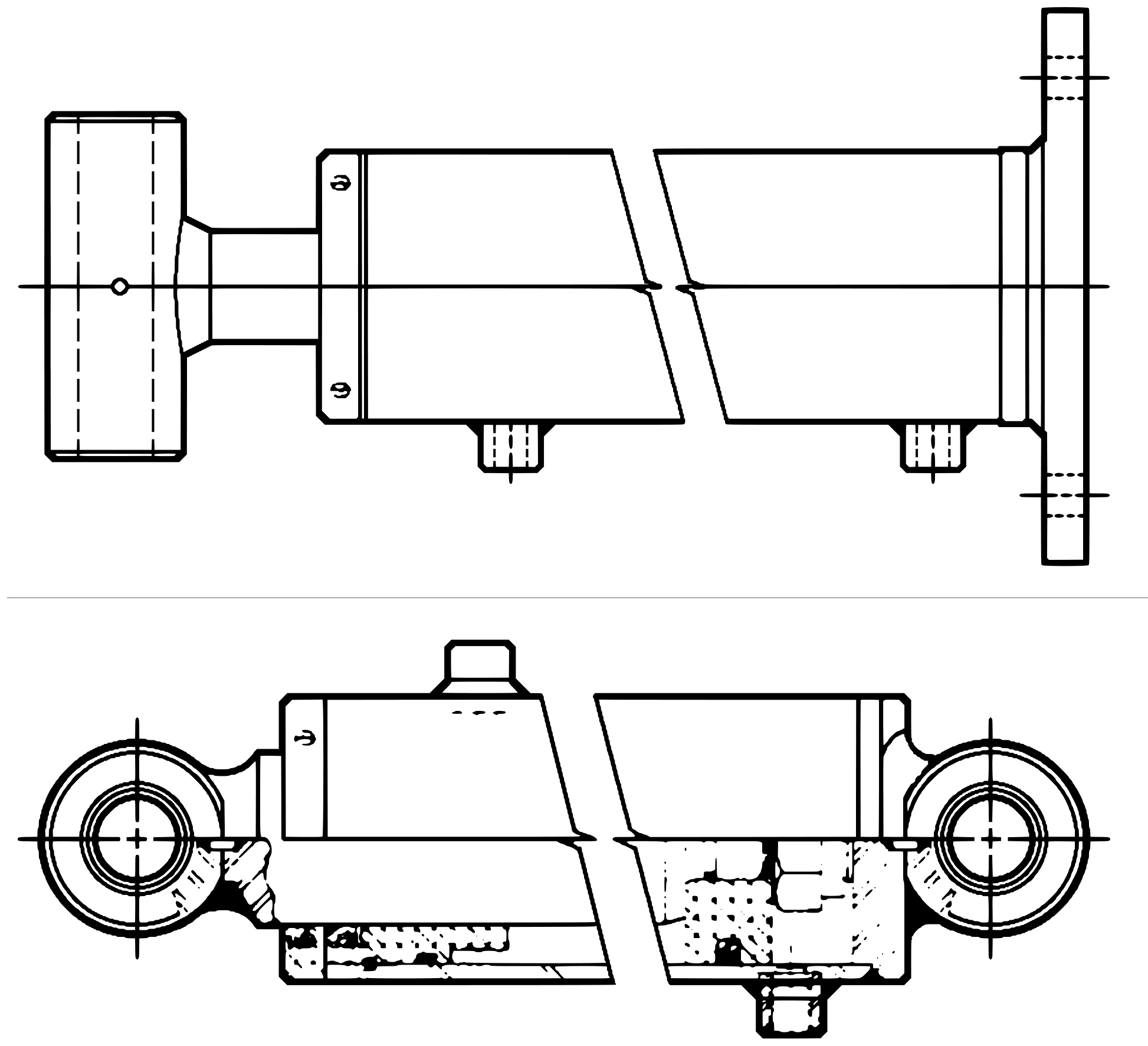Century Series 10 Gen 1 (2005) Hydraulic Cylinders - Bed Extend & Bed Tilt diagram