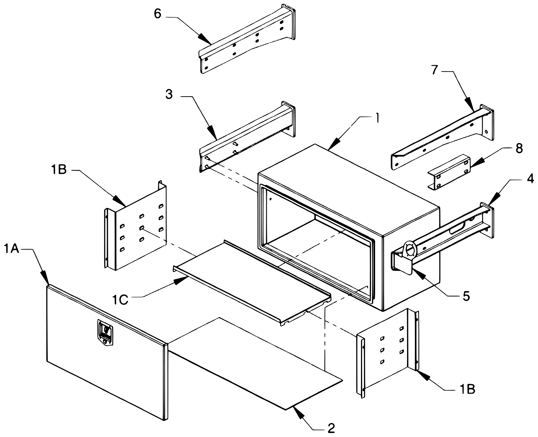Chevron Series 10 Gen II 36" & 48" Steel Toolbox - Series 10 Fuel Fill Mounting Brackets diagram