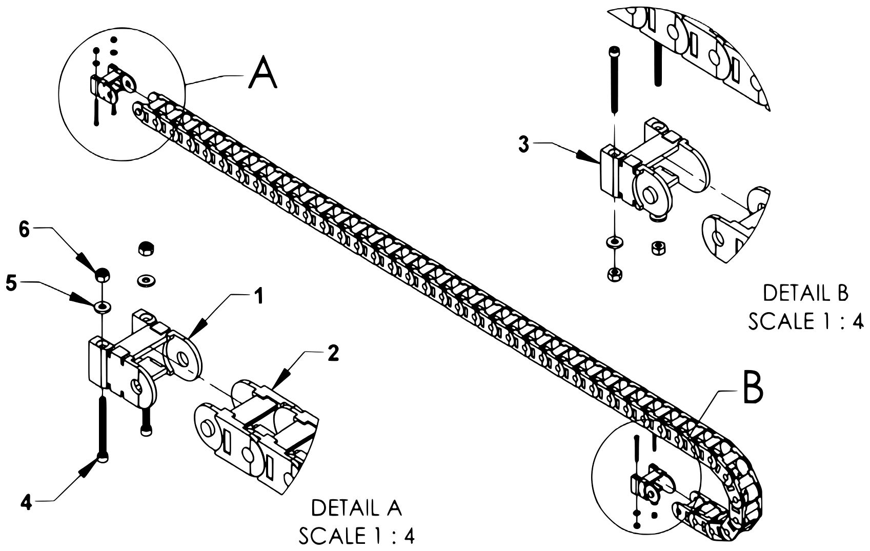 Century Series 12 Gen II Igus Track and Bolt Kit - 09020735 - 120" Slideback Cylinder Stroke diagram