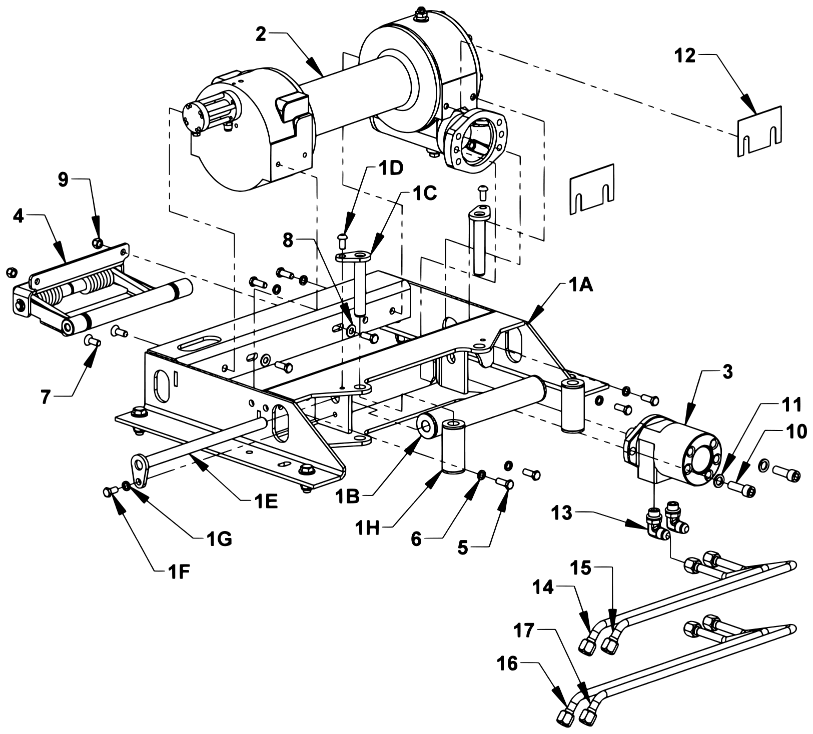 Century Series 12 Gen II Ramsey HD234 Air-Shift Winch Group diagram