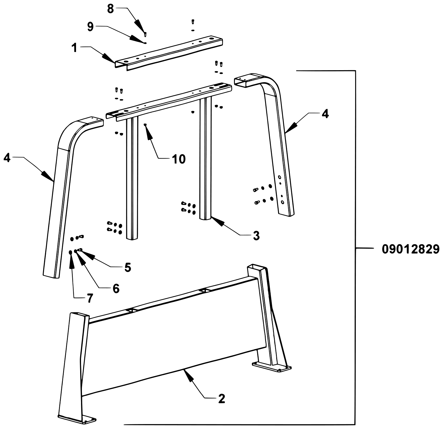 Century Series 12 Gen II Adjustable Cab Protector 09012829-XX (Frame Mounted 12-Inch Base) diagram