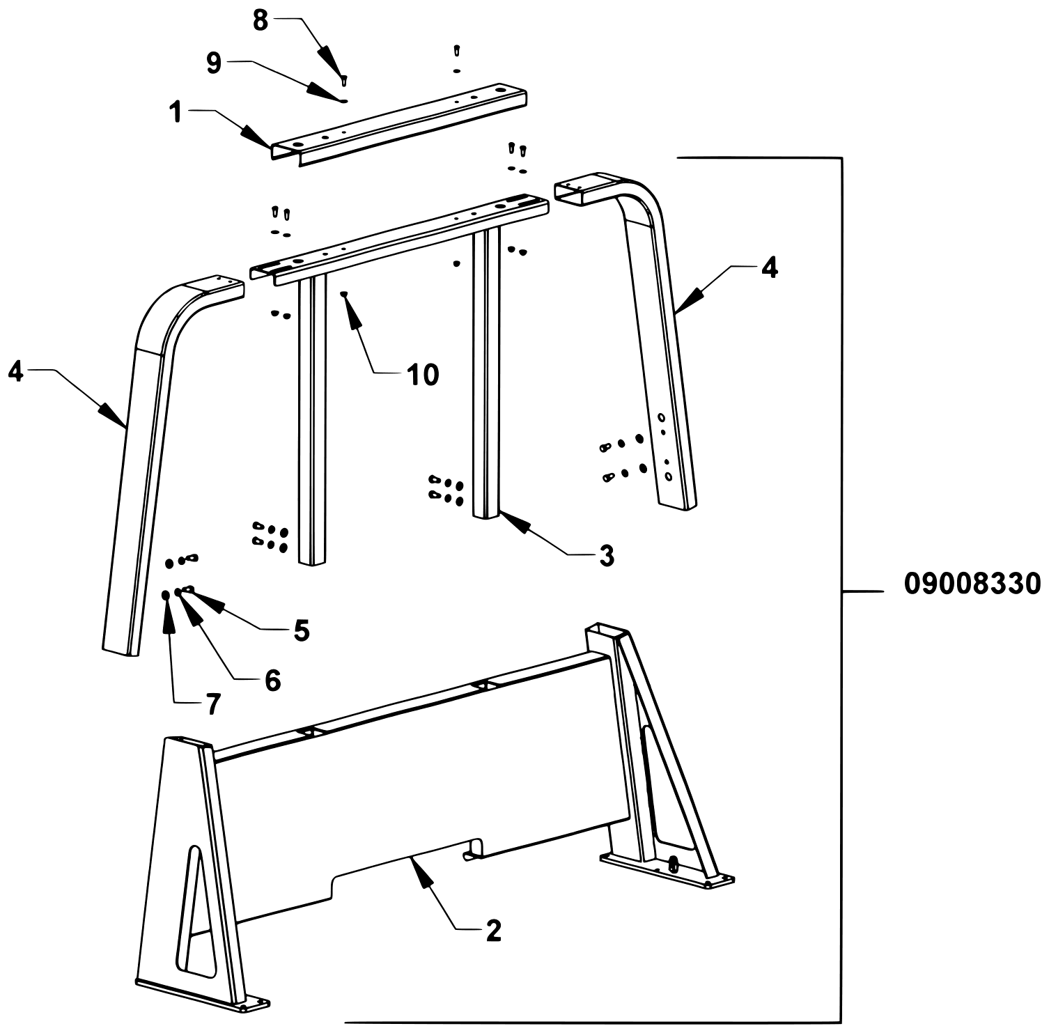 Century Series 12 Gen II Adjustable Cab Protector 09008330-XX (Bed Mounted) diagram