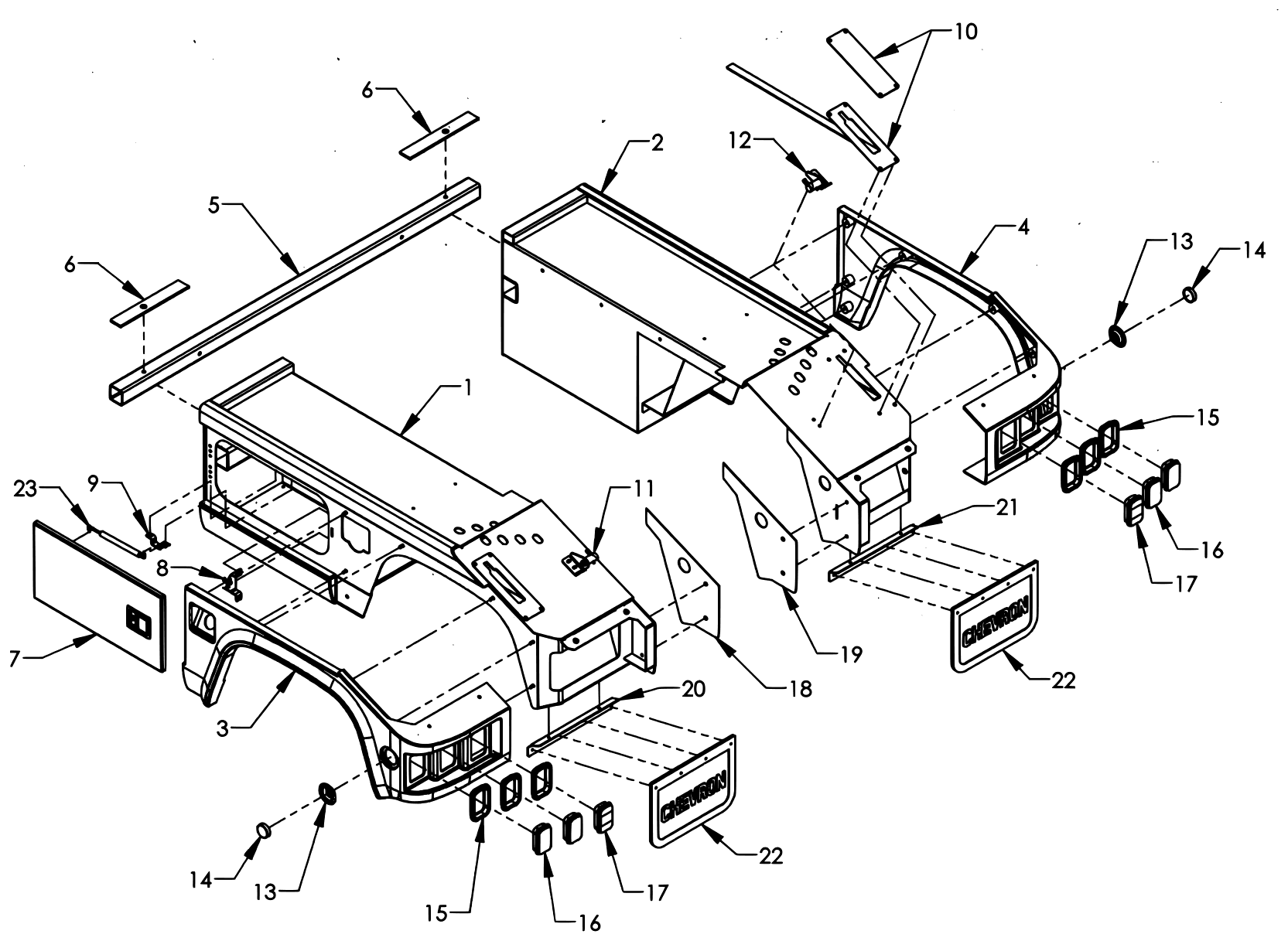 Chevron Renegade 408V&T 4 Series Aluminum Integrated Modular Boxes diagram