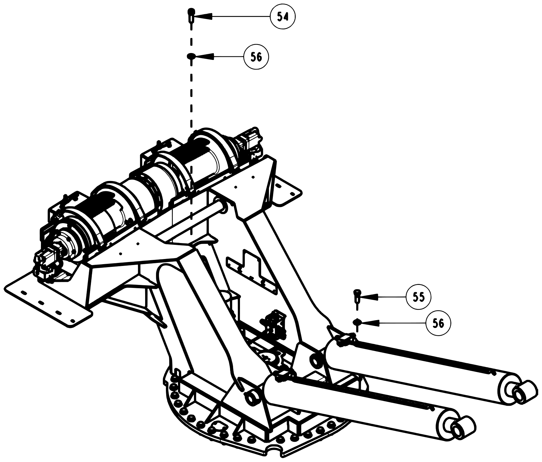 Century 1150 Knee Boom & Underlift Wrecker Frame Assembly (No Side Drag Winch Option) (Cont'd) (2 of 2) diagram