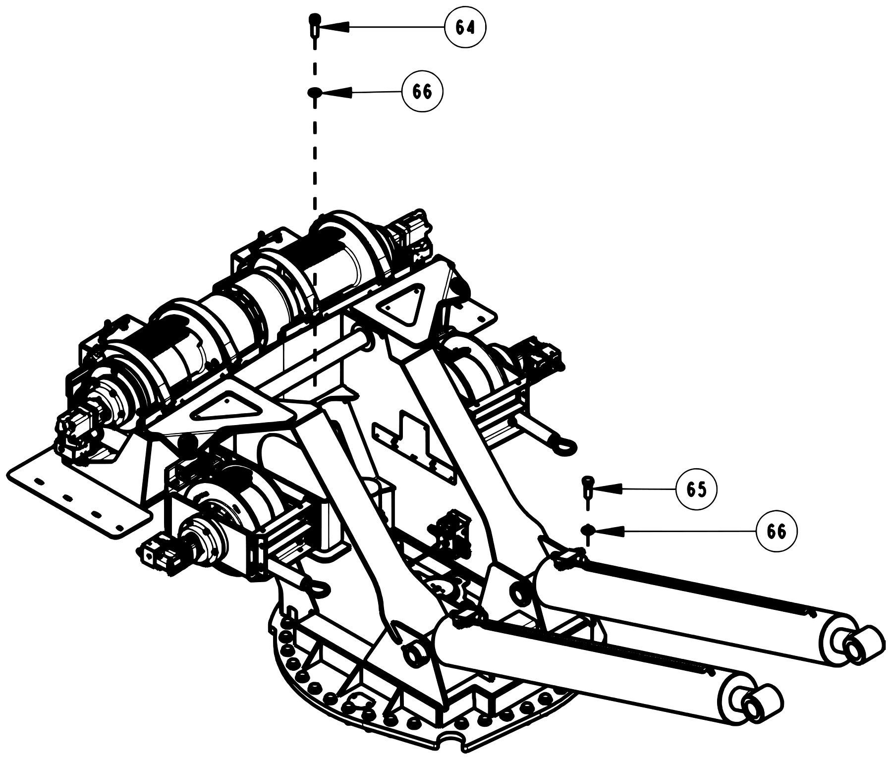 Century 1150 Knee Boom & Underlift Wrecker Frame Assembly (Dual Drag Winch Option) (Cont'd) (2 of 2) diagram