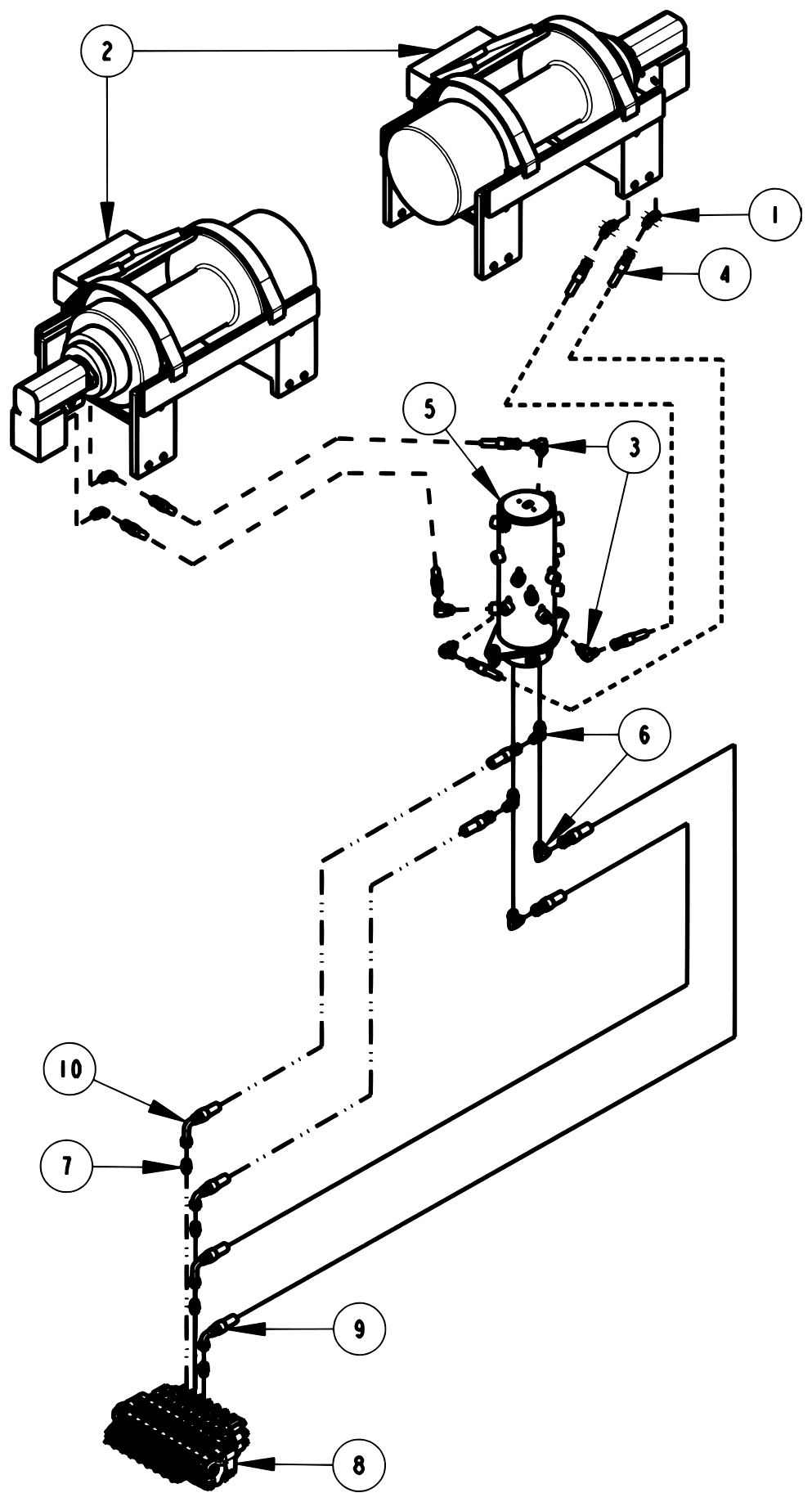 Century 1150 Knee Boom & Underlift Recovery Winch Hydraulics diagram