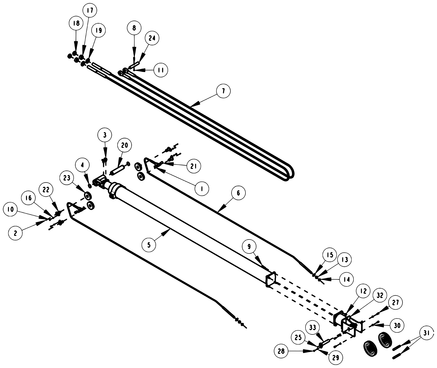 Century 1150 Knee Boom & Underlift 3-Stage Extension System Assembly diagram
