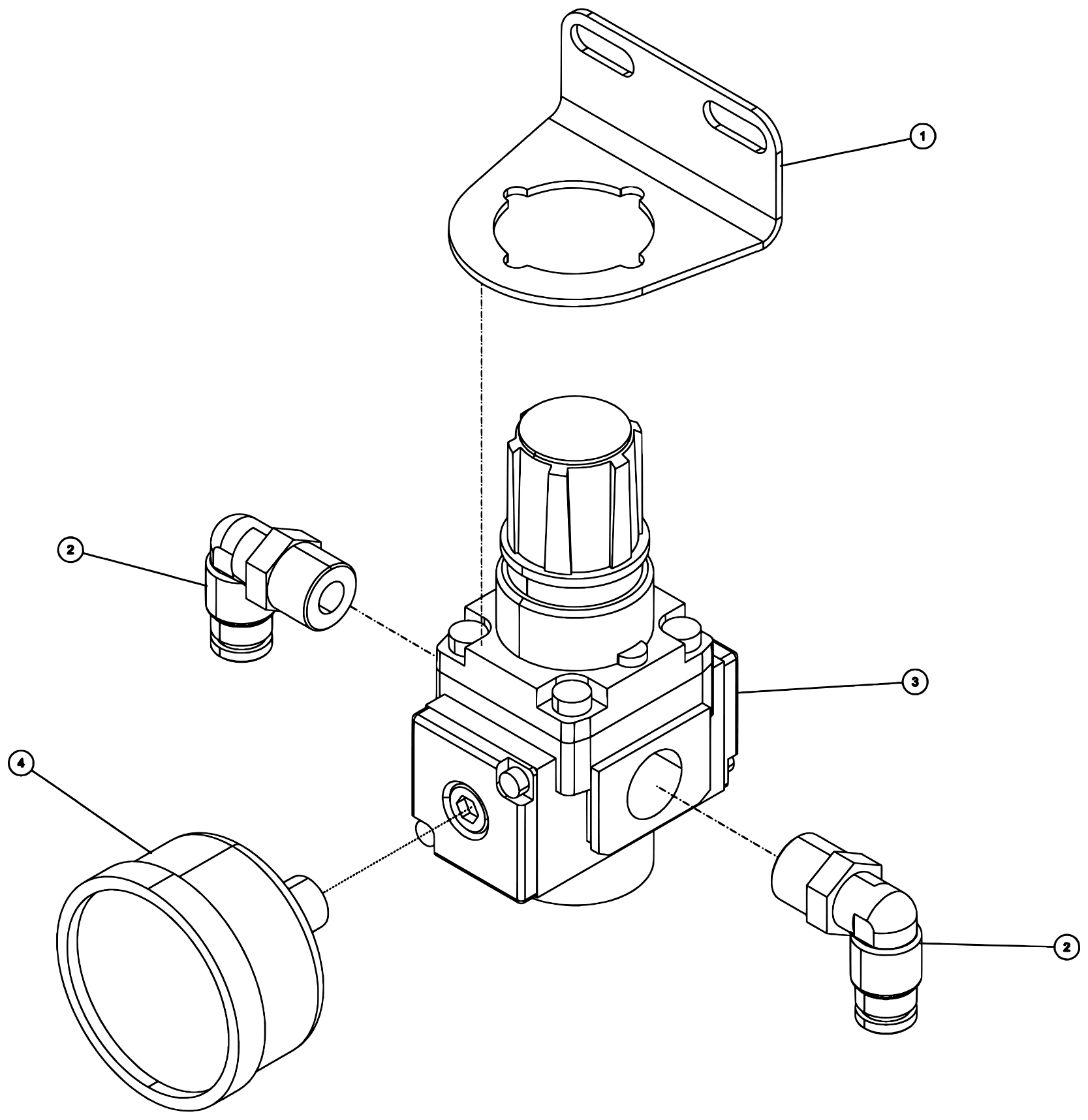 Century 4024 / T2 Air Regulator - Gauge Assembly (0911804) diagram