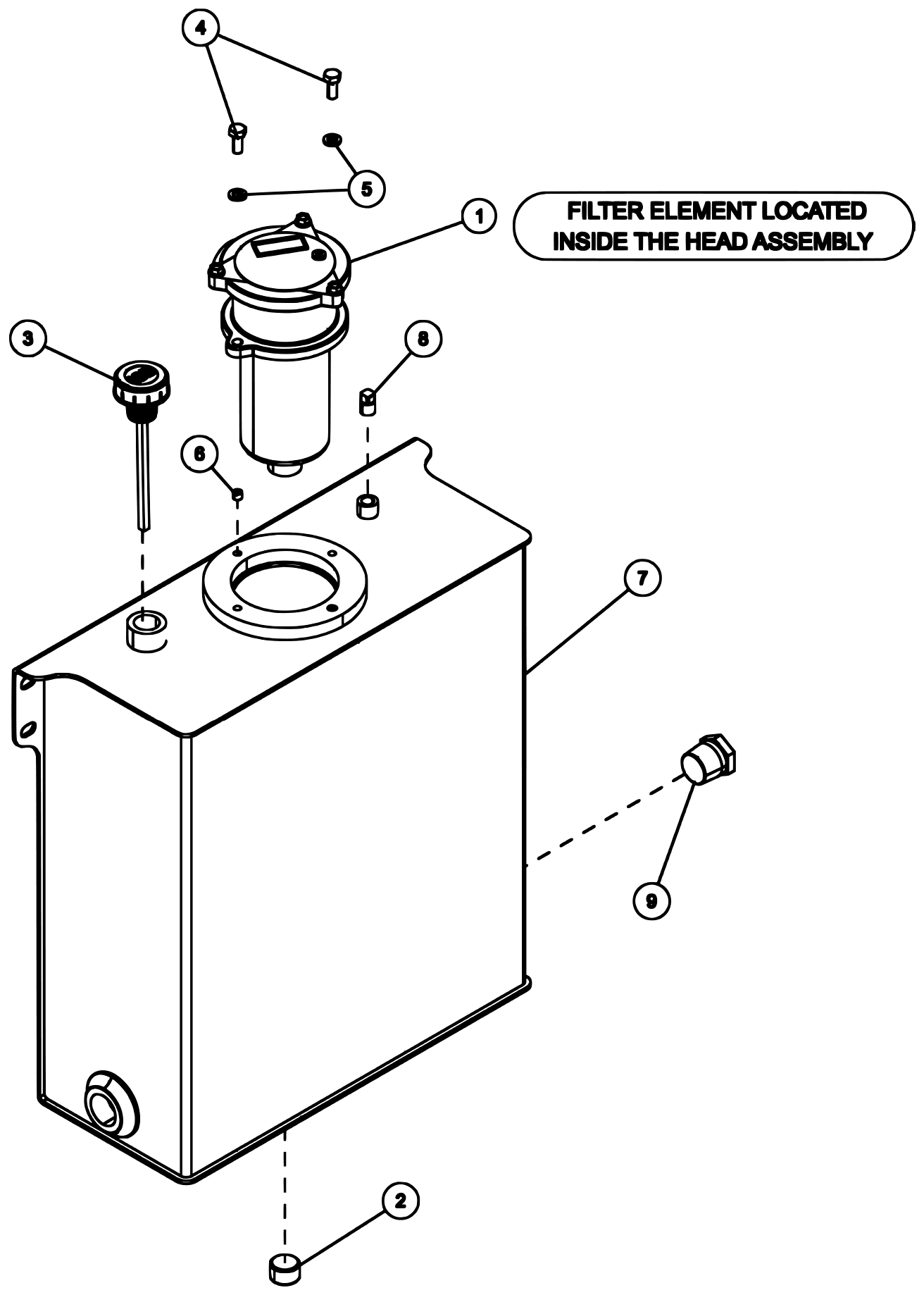 Vulcan 800 Series Low-Profile (2022) 09019171 Hydraulic Tank Assembly, Sw 8 Gal diagram
