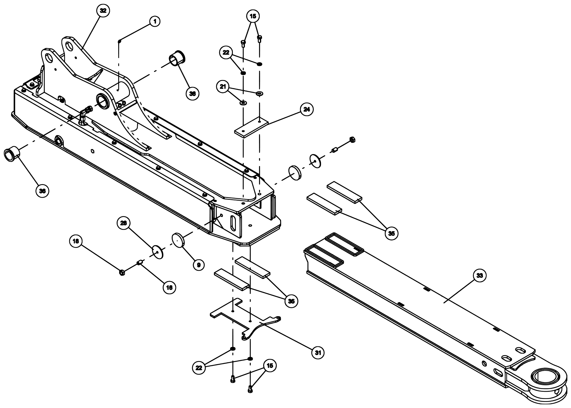 Vulcan 800 Series Low-Profile (2022) 09021895 Underlift Assembly, Autoload & Enclosed Crossbar – View 1 of 2 diagram (view 1 of 2)