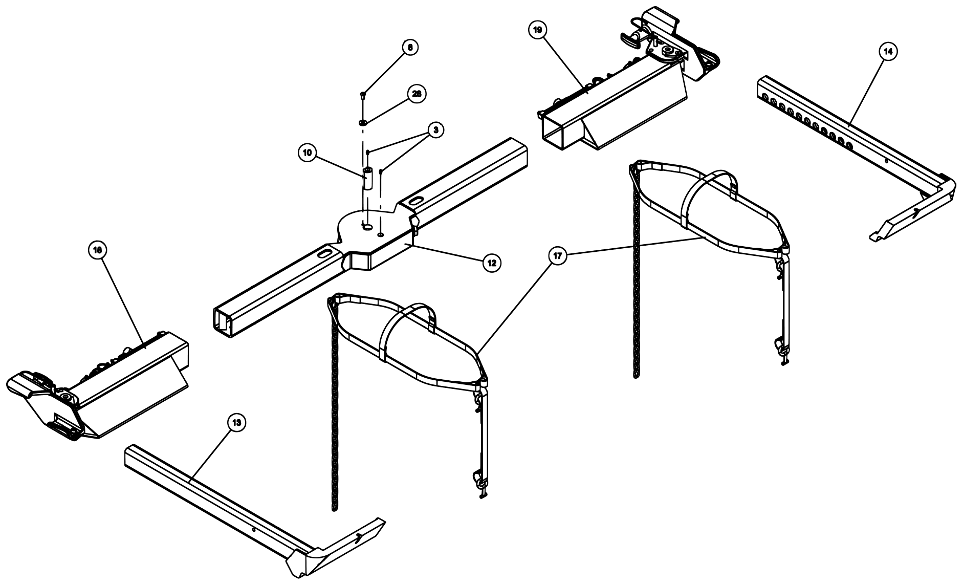 Vulcan 800 Series Low-Profile (2022) 09021900 Crossbar Assembly, Manual – View 1 of 5 diagram (view 4 of 5)