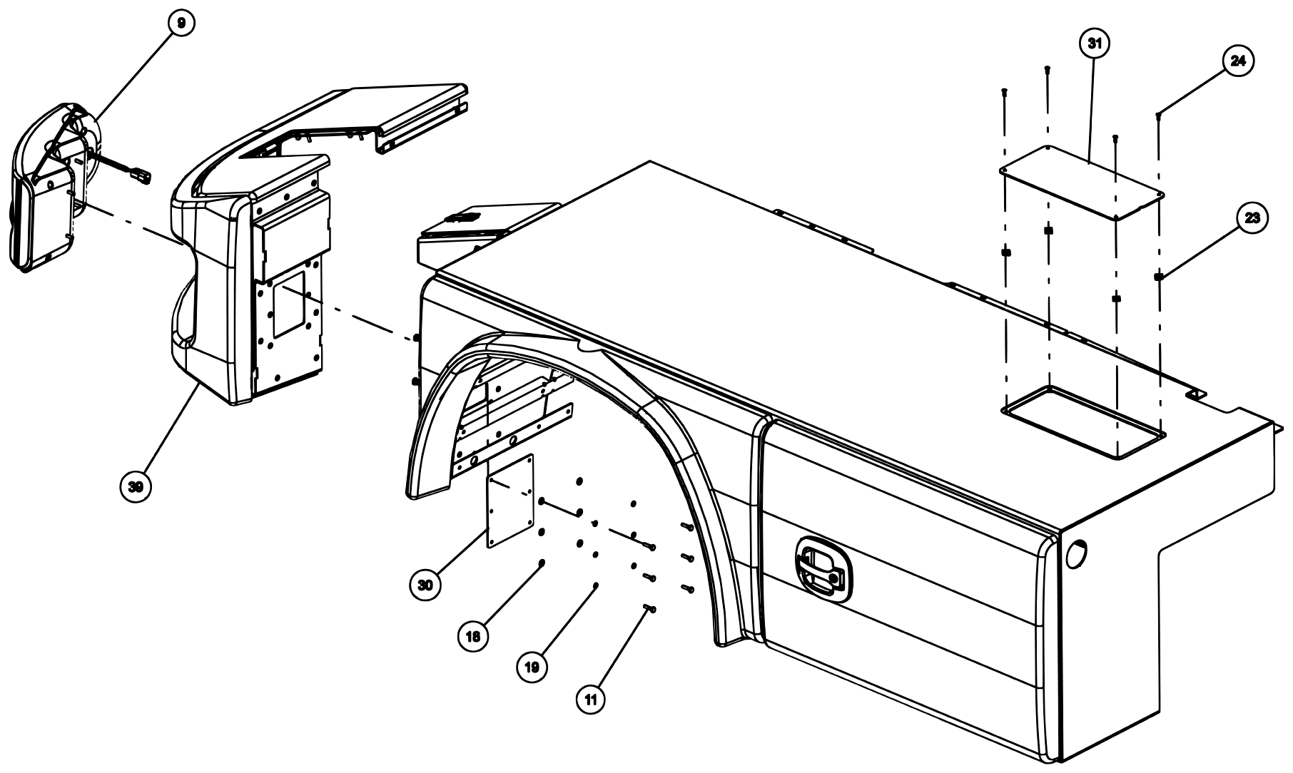Vulcan 800 Series Low-Profile (2022) 09021834 Body Assembly, Sw Bonded Right-Hand – View 1 of 2 diagram (view 2 of 2)