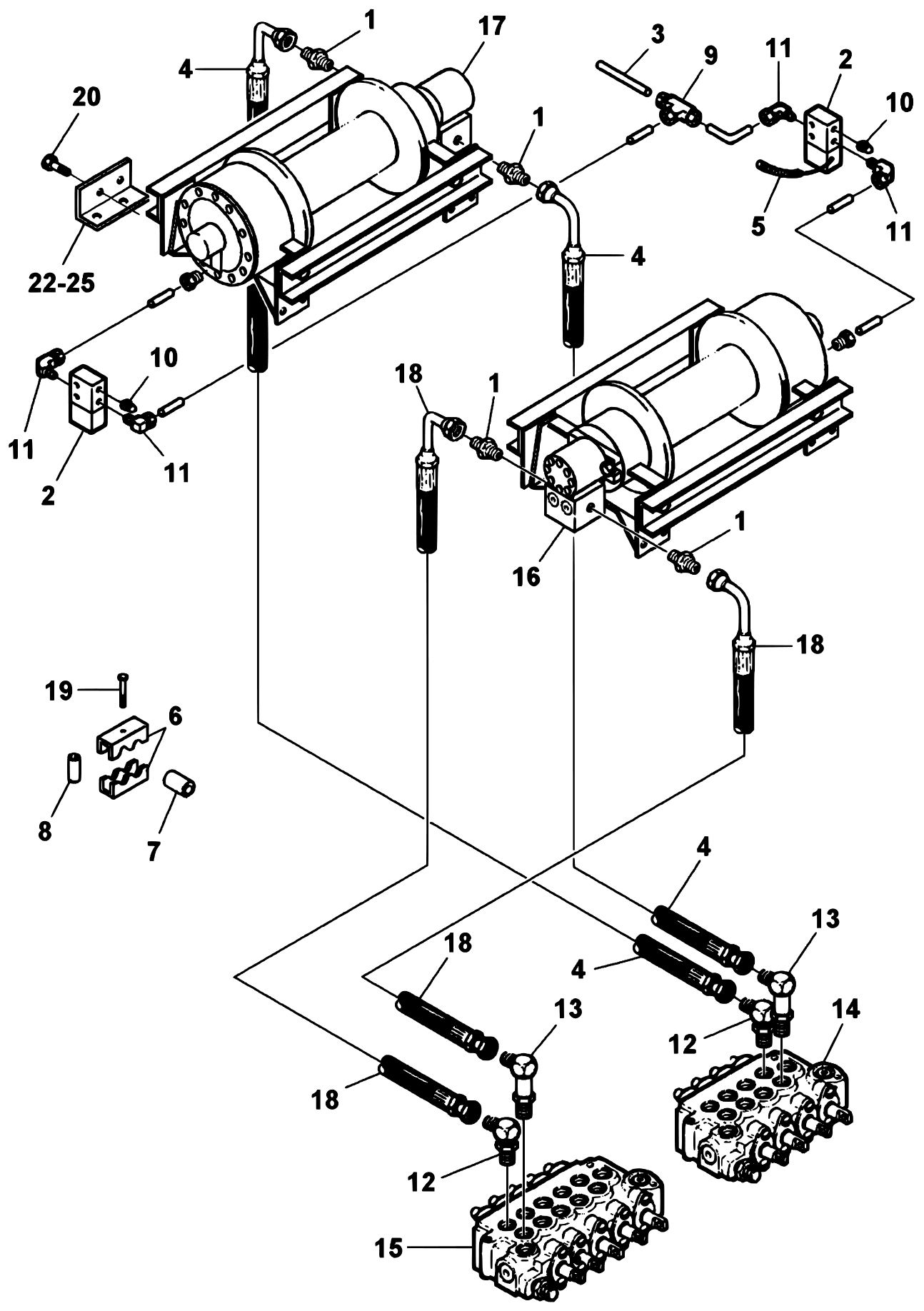 Challenger CH-35 (2001 manual) Planetary Winch Hydraulics & Air Free Spool diagram