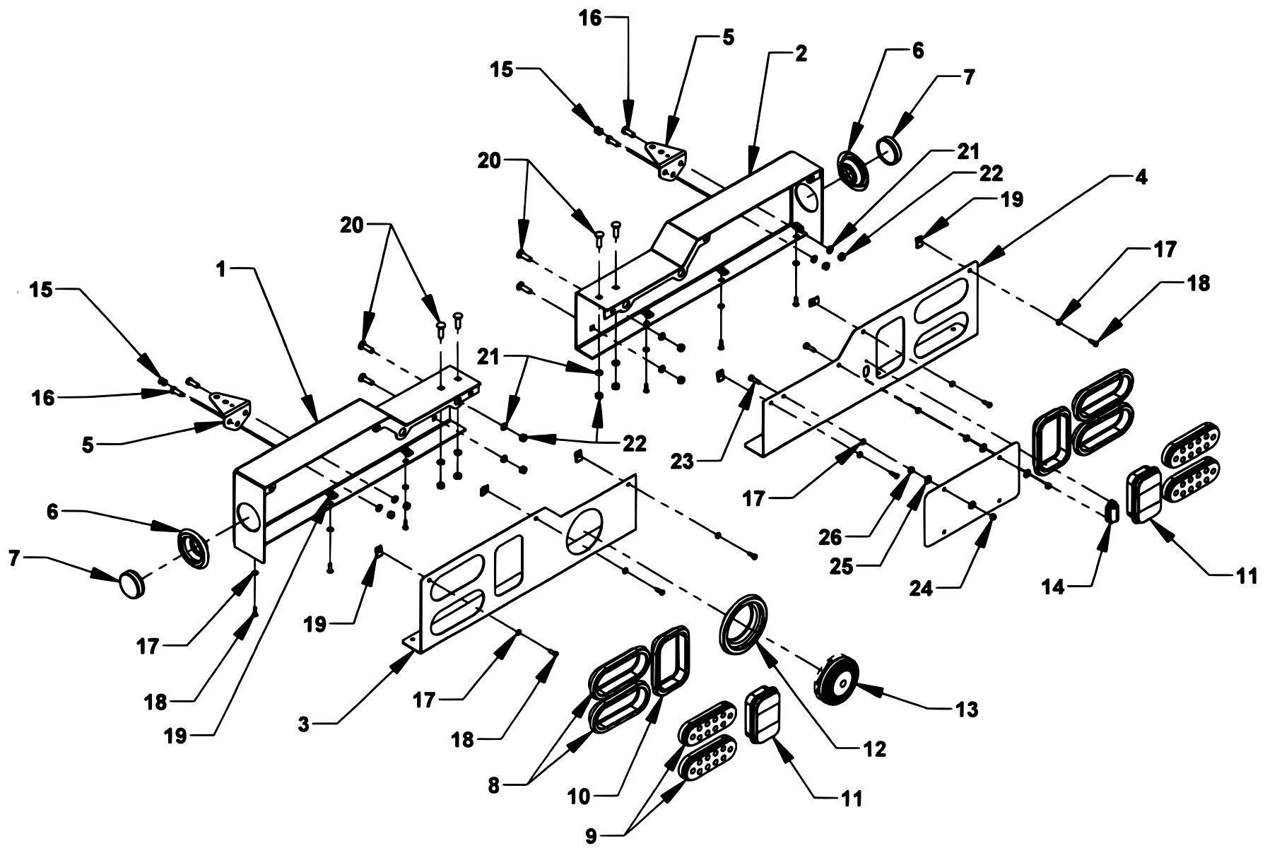 Century Series 16 Gen 2 (2025 manual) Series 16 LCG Tail Light Components diagram