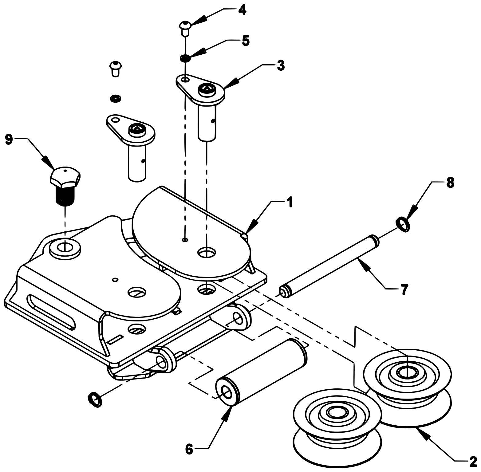 Century Series 16 Gen 2 (2025 manual) Recovery Roller Guide Attachment - 09018752 (For Use on Steel Beds Only) diagram
