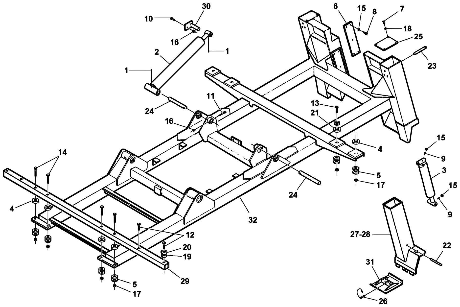 Century 5030T / T3 (1999 manual) Subframe Assembly diagram