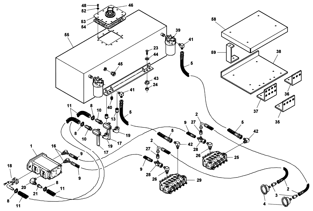 Century 5030T / T3 (1999 manual) Pump, Valve & Filter Hydraulics diagram