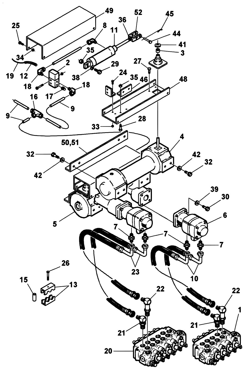 Century 5030T / T3 (1999 manual) Worm Drive Winch Hydraulics & Air Free Spool diagram
