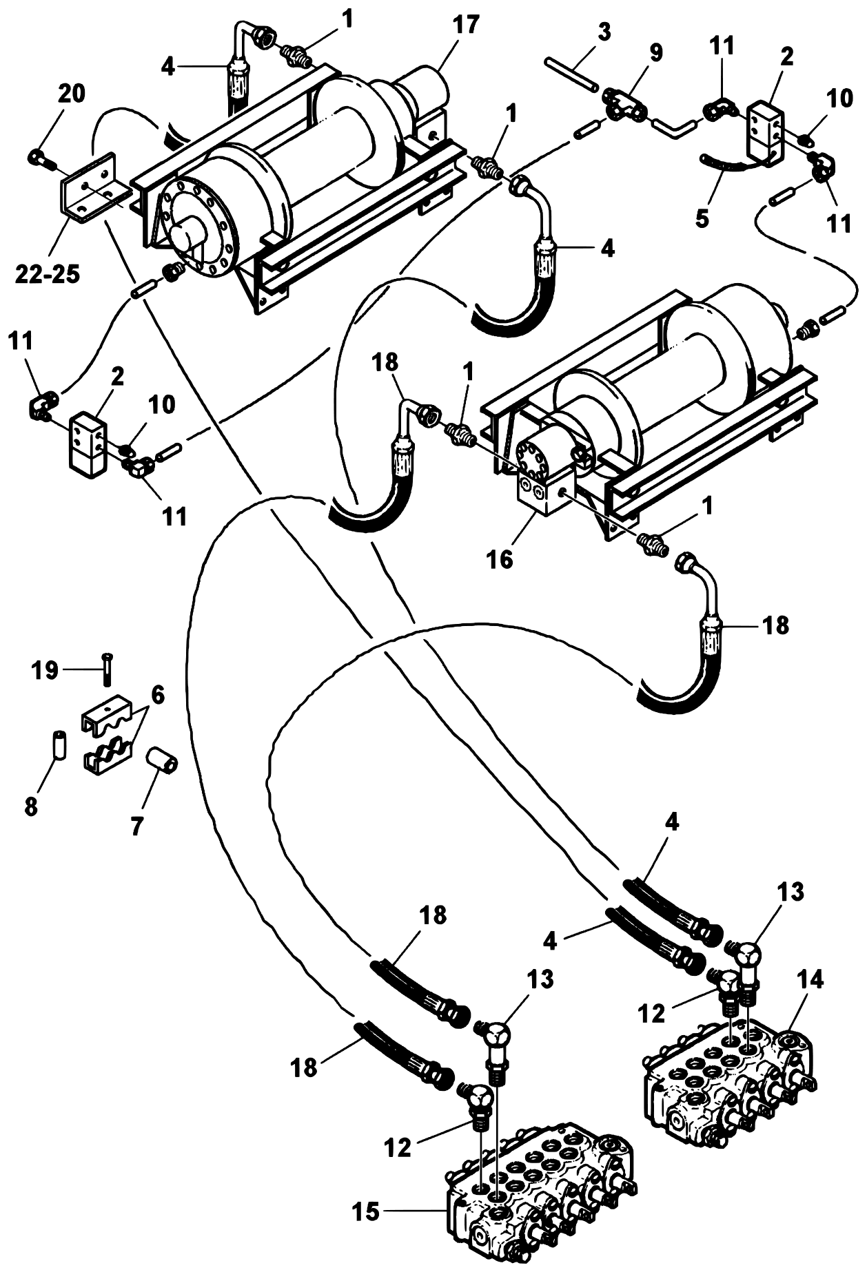 Century 5030T / T3 (1999 manual) Planetary Winch Hydraulics & Air Free Spool diagram