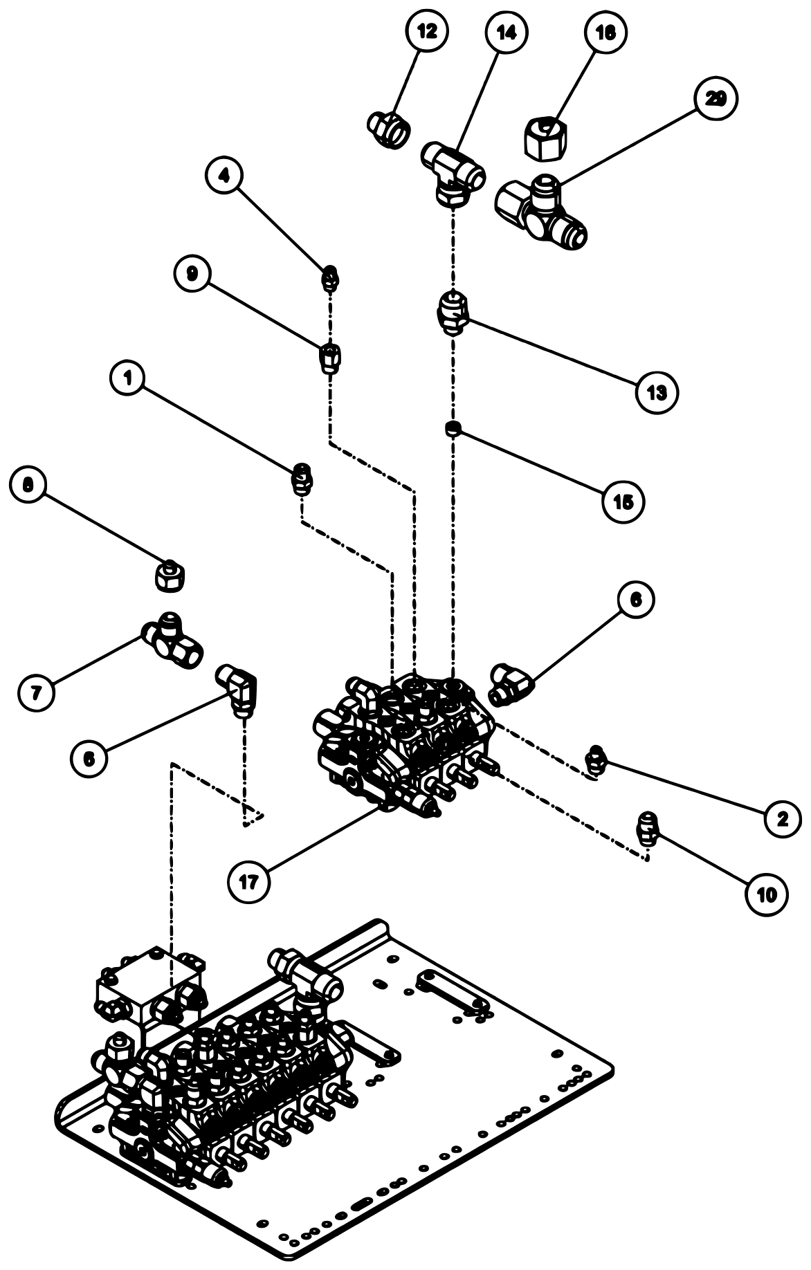 Century 9055XL / XP850 (2021 manual) 09006273, Valve Pan Assembly 9055XL XP850 diagram (view 3 of 3)