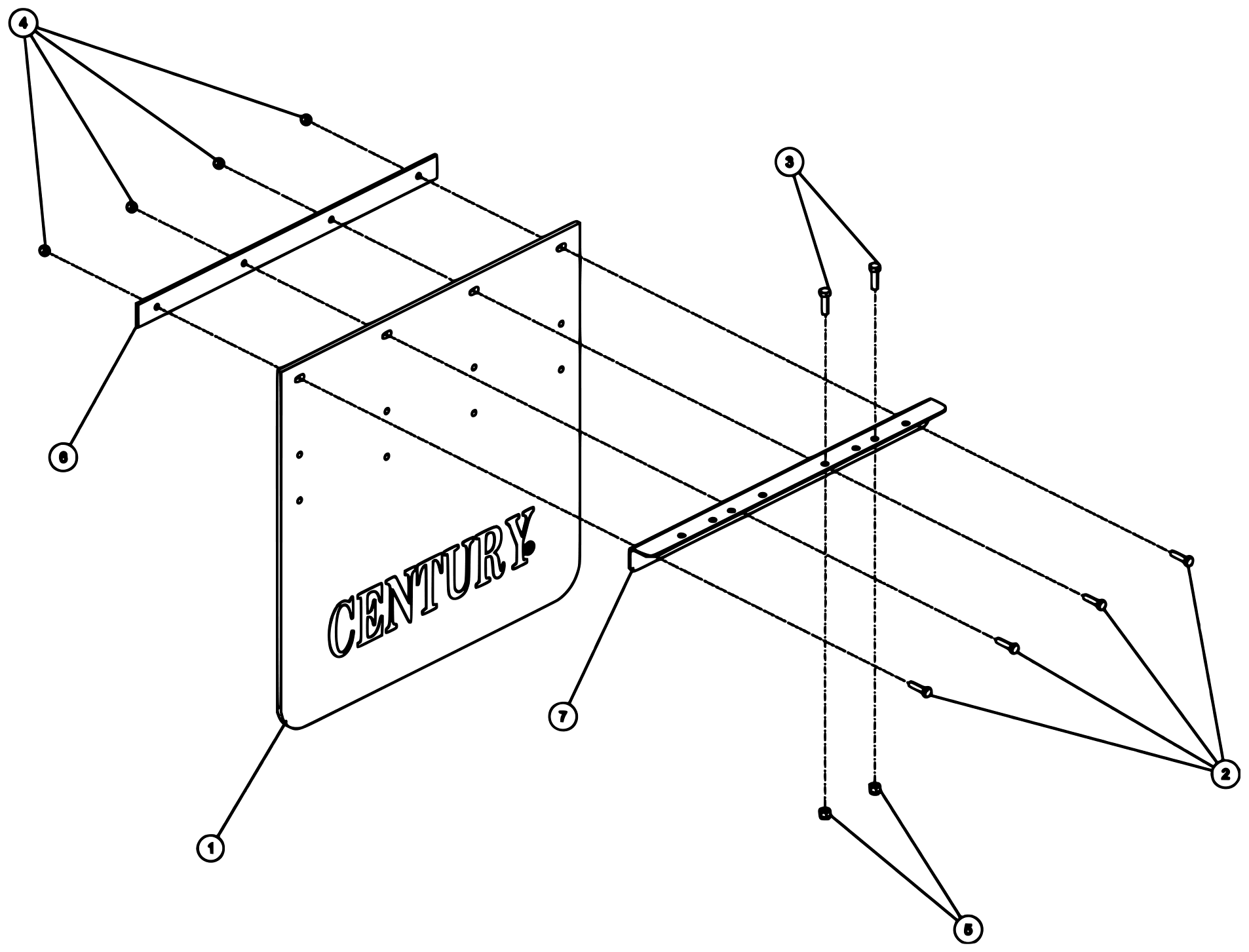 Century 9055XL / XP850 (2021 manual) 0908382, Century Mudflap Kit diagram