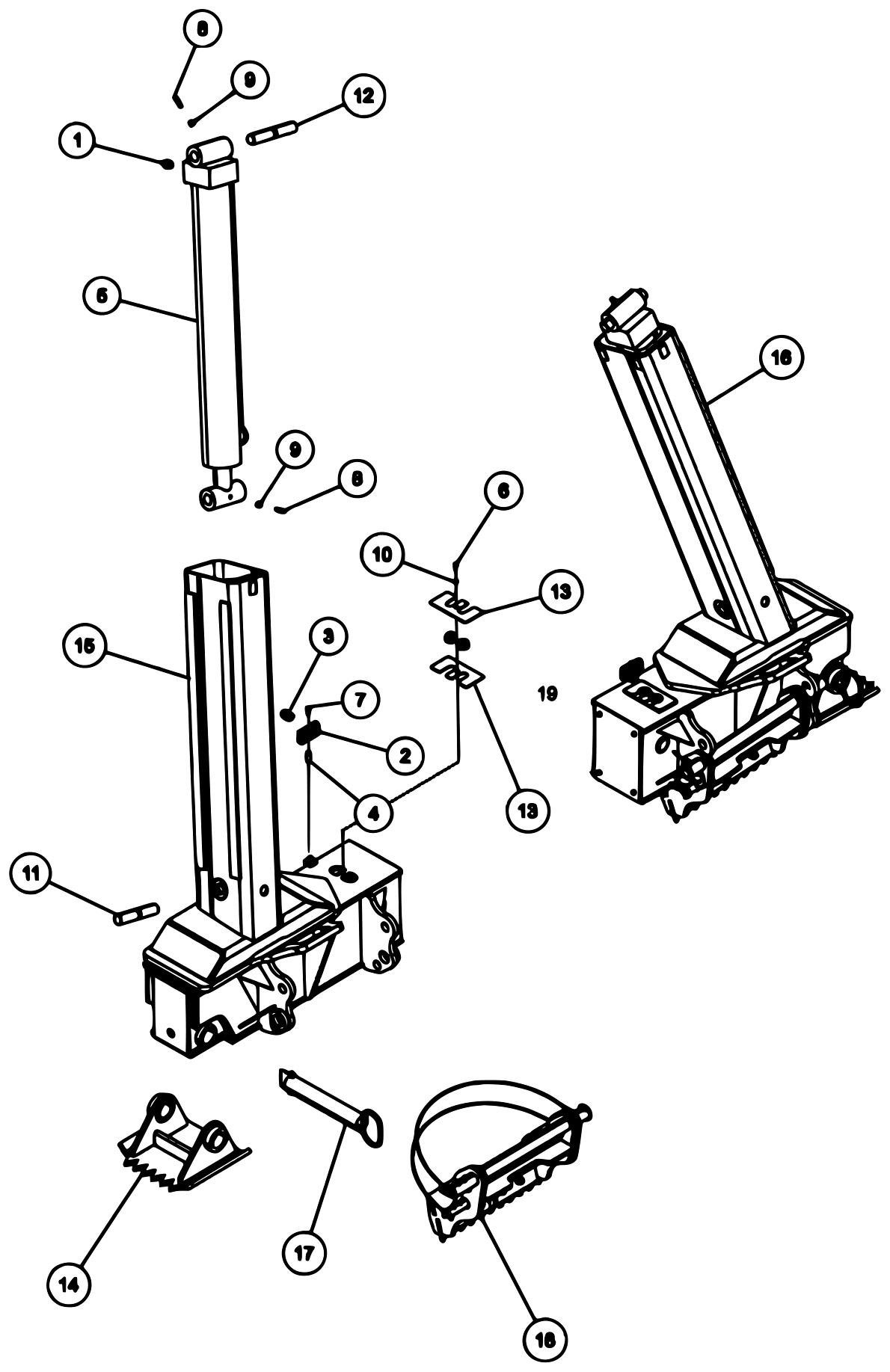 Century 9055XL / XP850 (2021 manual) 0910353, Basic Unit Assembly 9055 Outrigger diagram