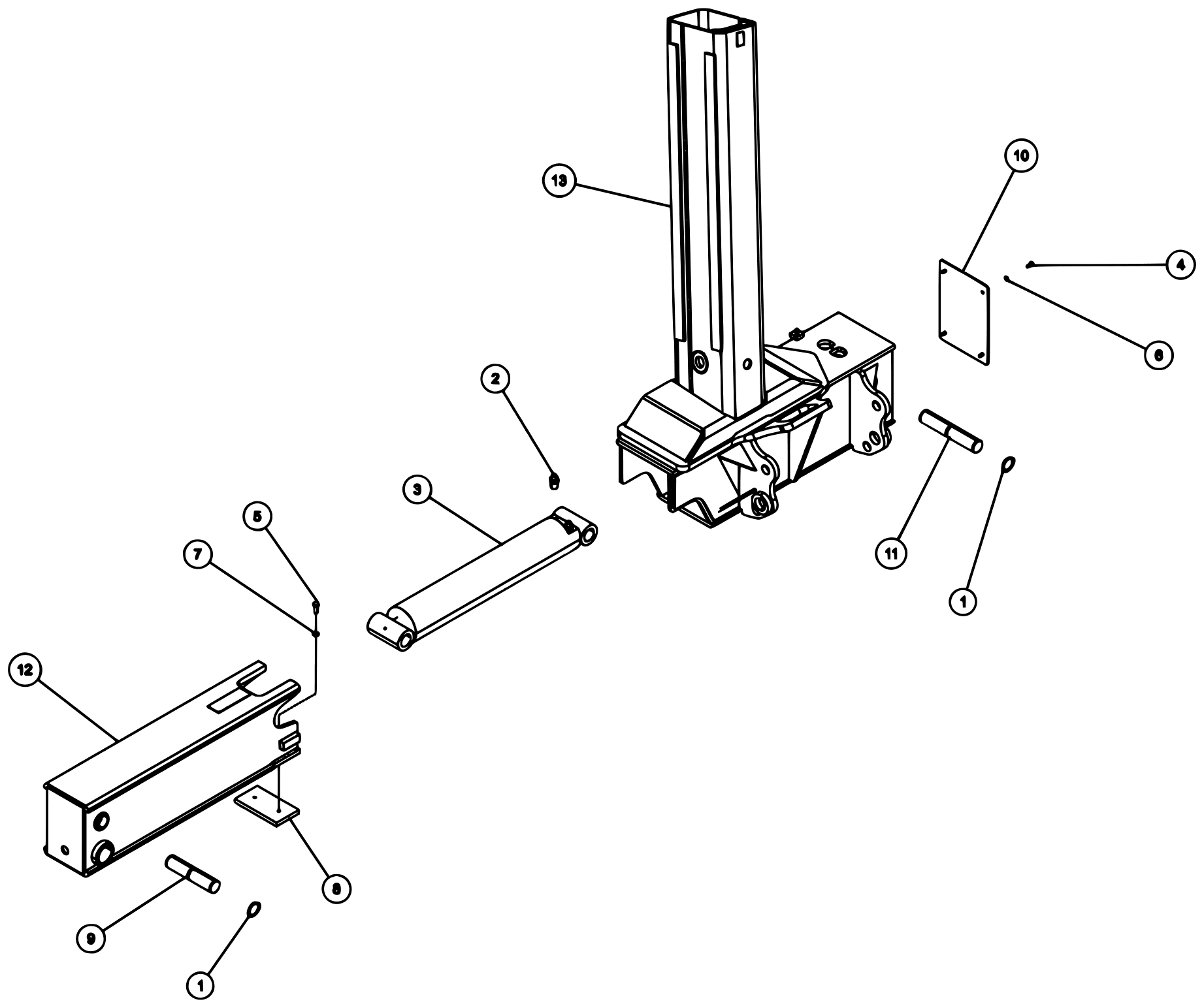 Century 9055XL / XP850 (2021 manual) 09000068, Left Hand Outrigger Leg Assembly diagram