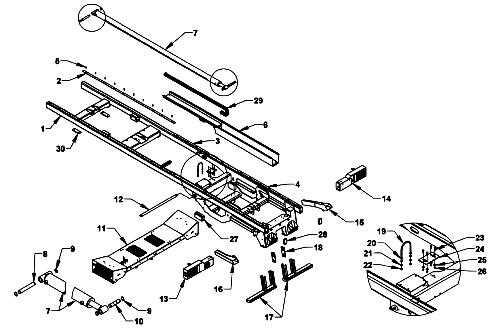Vulcan Series 10 Gen 2 (2022 manual) Series 10 GEN2 21 - 22 Ft Subframe Components - Inboard Tilt Cylinders diagram
