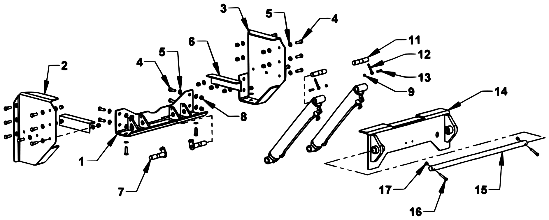 Vulcan Series 12 LCG Gen 2 (2025 manual) 12 LCG Inboard Tilt Cylinders - Outboard Saddles (Optional) diagram