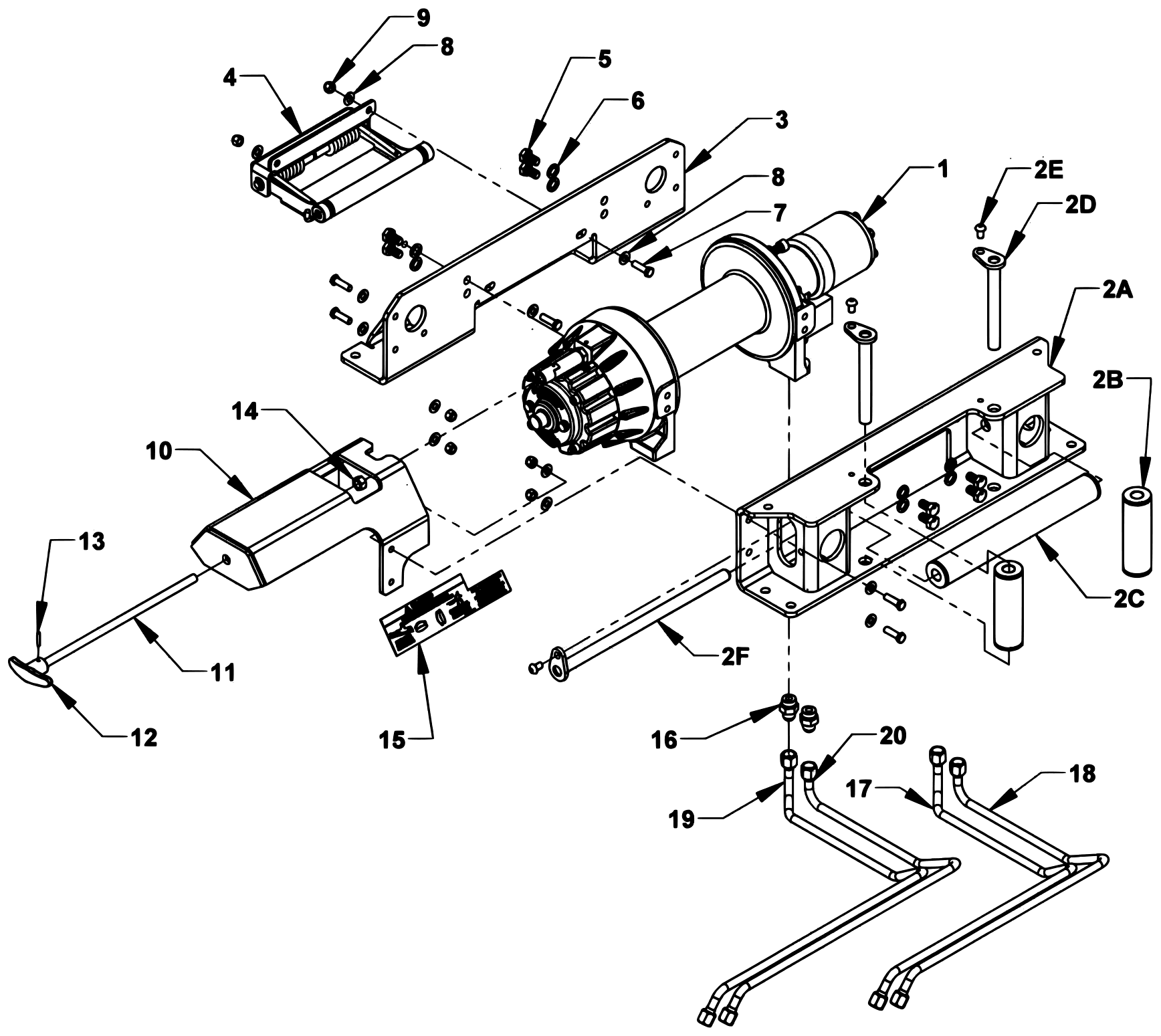Chevron Series 12 Gen 2 LCG (2025 manual) Ramsey Winch - 09023899-0810AM - 8K Omega Planetary Manual Shift diagram