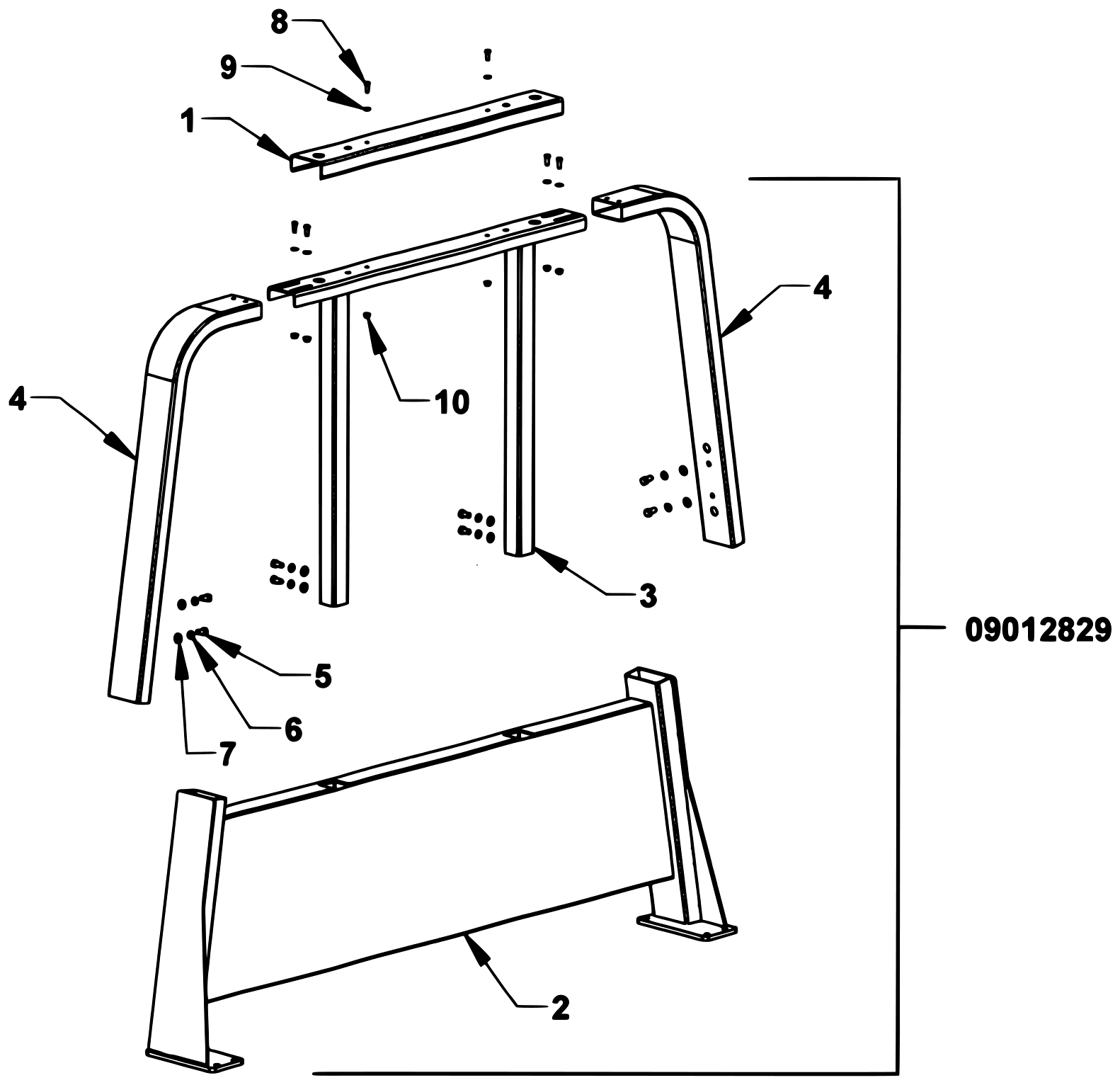 Chevron Series 12 Gen 2 LCG (2025 manual) Adjustable Cab Protector 09012829-XX - (Frame Mounted 12-Inch Base) diagram