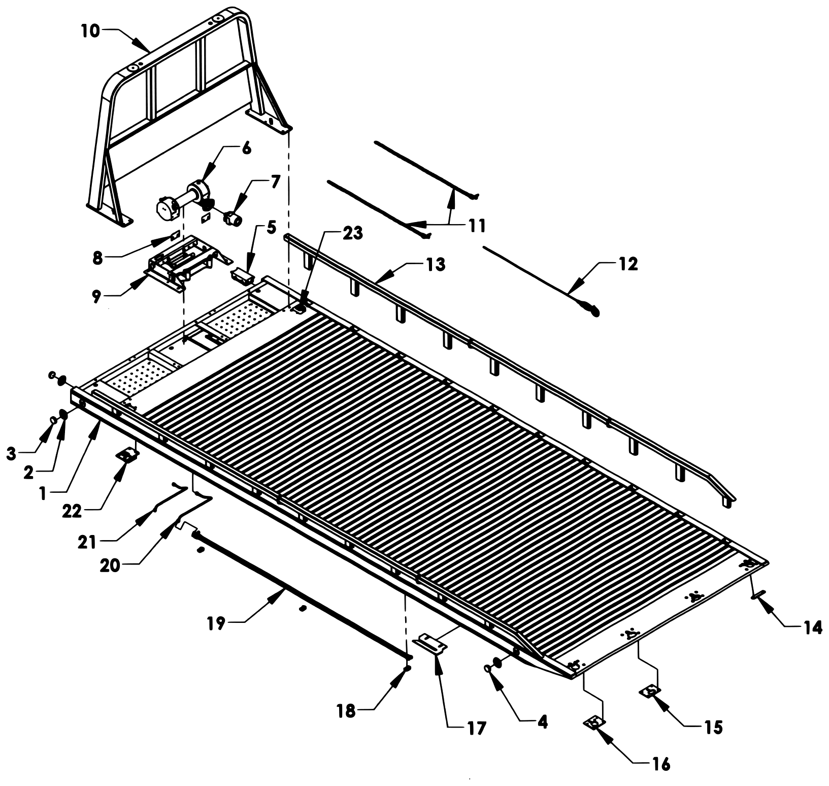 Chevron Series 16 LCG Gen 2 (2025 manual) Aluminum Bed Assembly Gen 2 - Removable Rail diagram