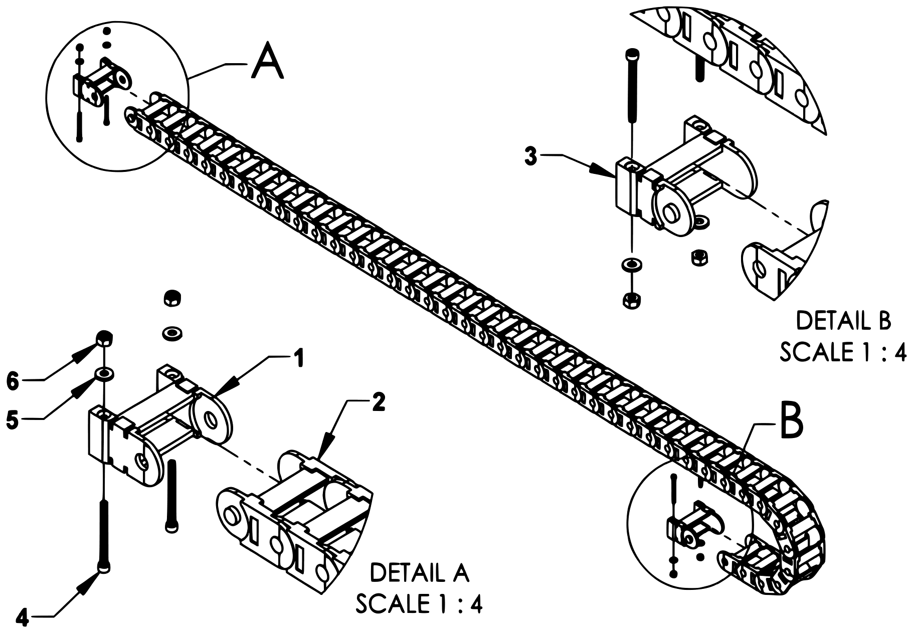 Chevron Series 16 LCG Gen 2 (2025 manual) Igus Track and Bolt Kit - 09020734 - 120" Slideback Cylinder Stroke diagram