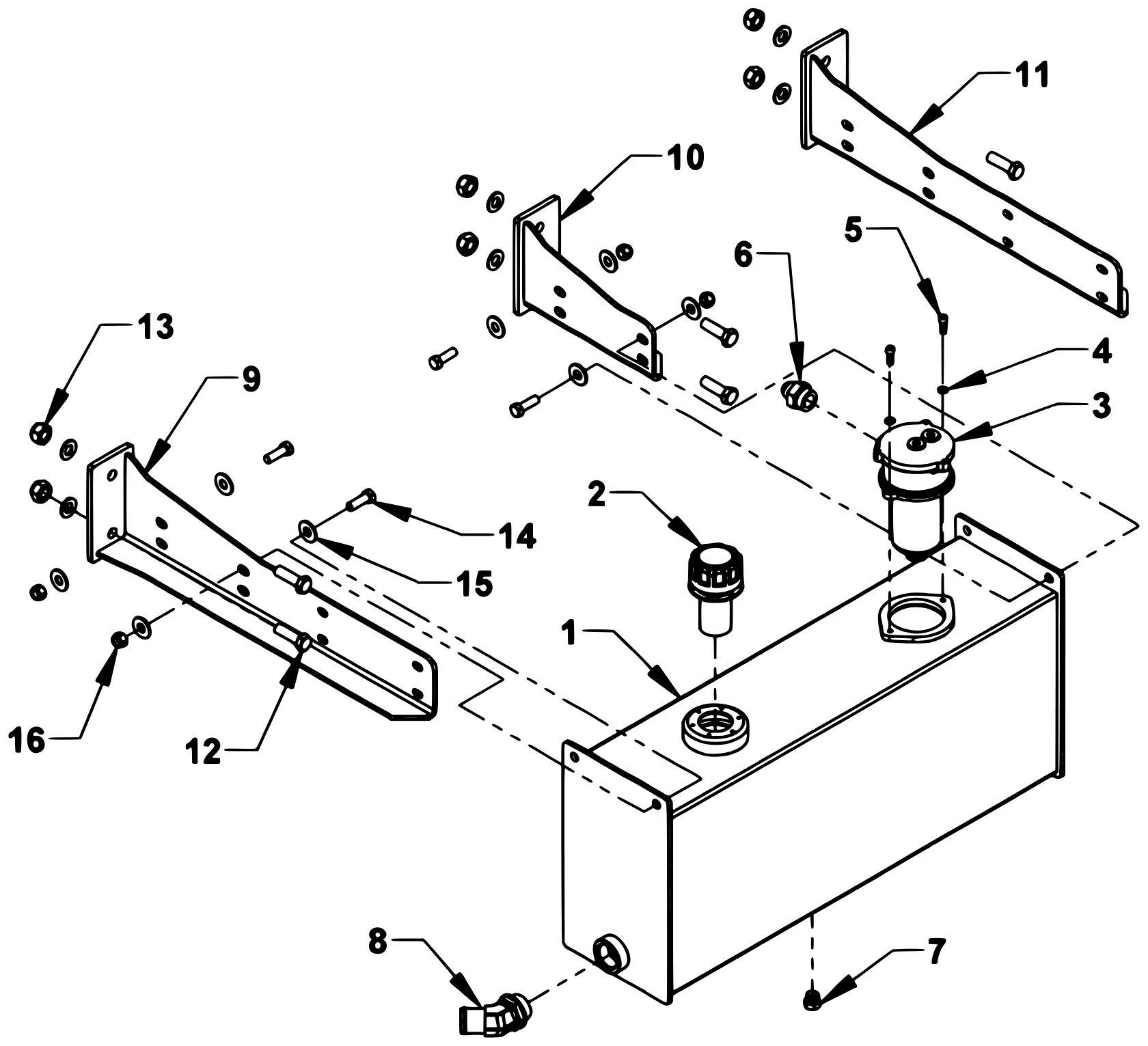 Chevron Series 16 LCG Gen 2 (2025 manual) 14 Gal. Outboard Oil Tank Group diagram