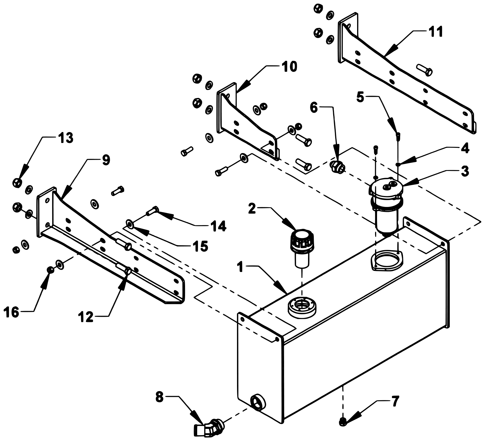 Vulcan Series 16 LCG Gen 2 (2025 manual) 14 Gal. Outboard Oil Tank Group diagram
