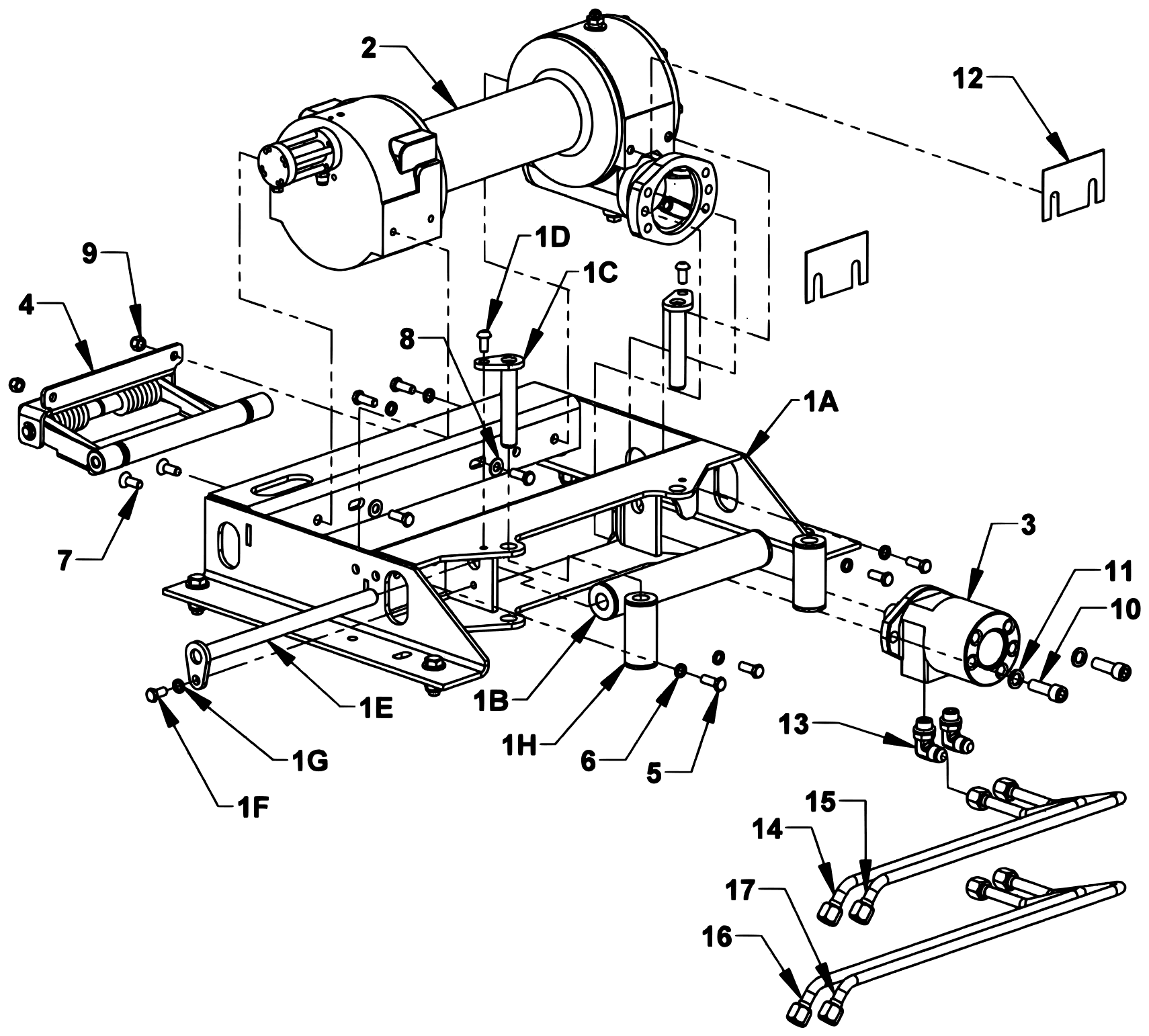 Vulcan Series 16 LCG Gen 2 (2025 manual) Ramsey HD234 Air-Shift Winch Group diagram