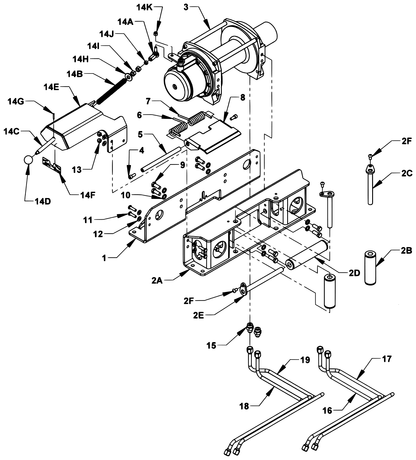 Vulcan Series 16 LCG Gen 2 (2025 manual) Warn Winch - Manual Free Spool diagram