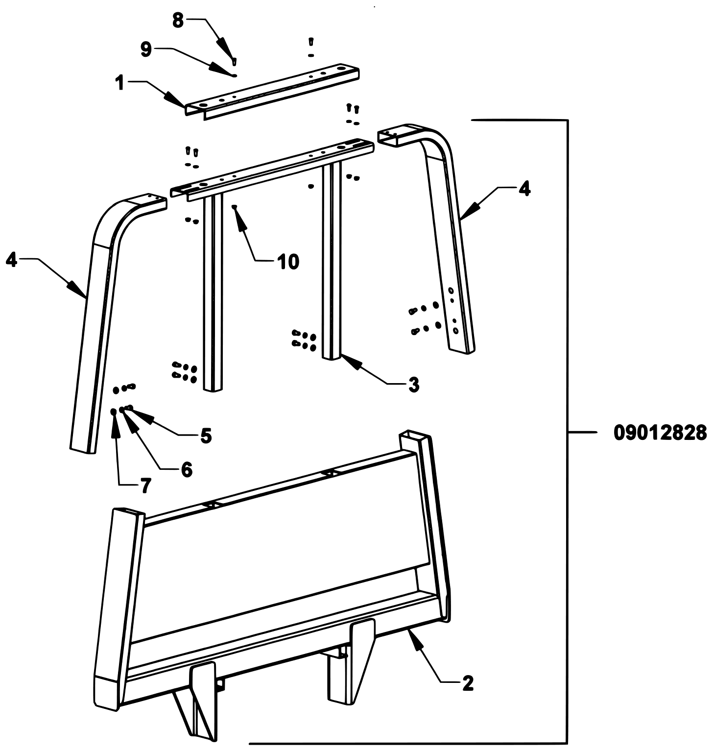 Vulcan Series 16 LCG Gen 2 (2025 manual) Adjustable Cab Protector 09012828-XX - (Frame Mounted 5-Inch Base) diagram