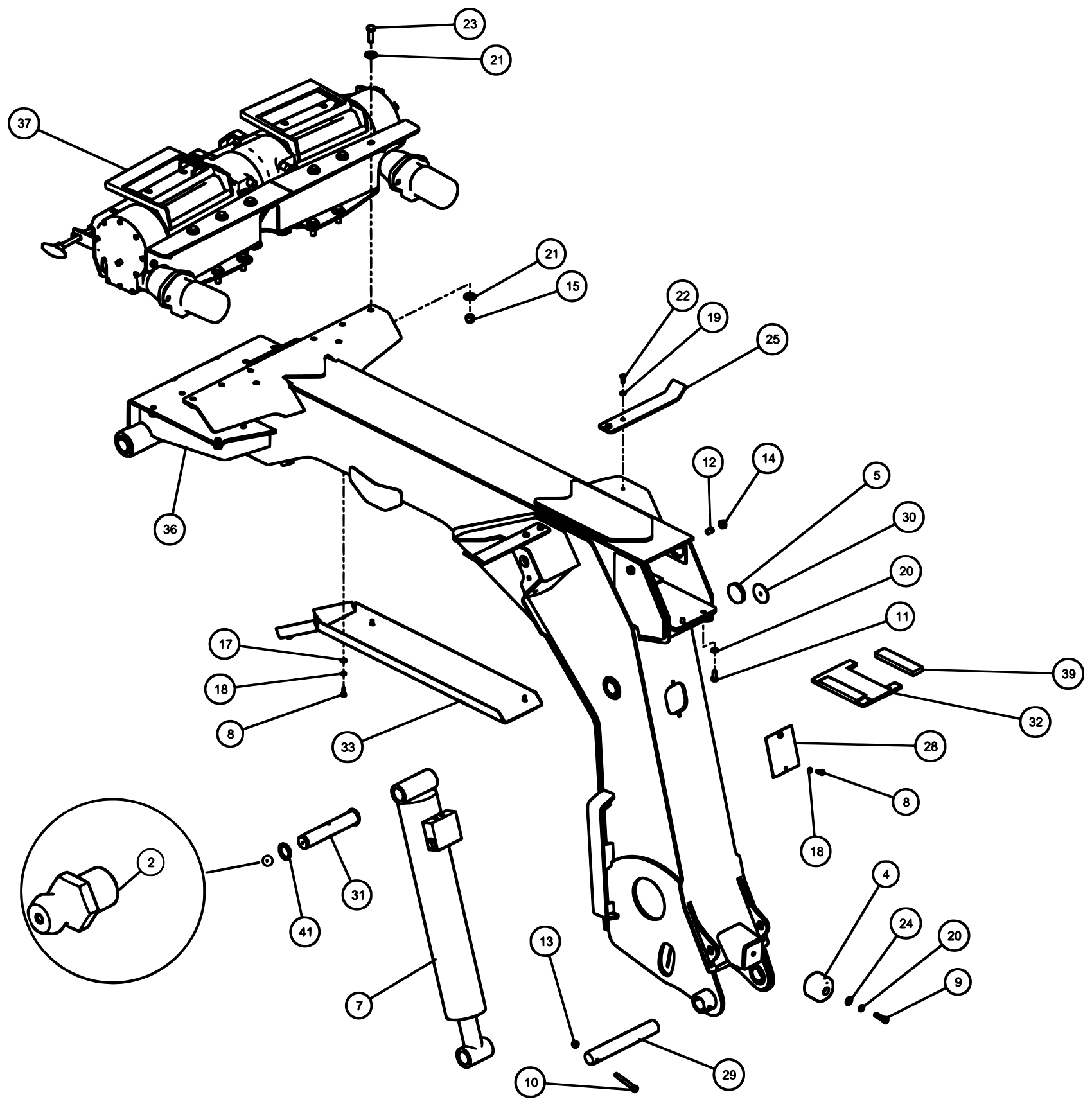 Century 312 Power Tilt Gen 2 (2018 manual) Recovery Boom Assembly diagram (view 2 of 3)