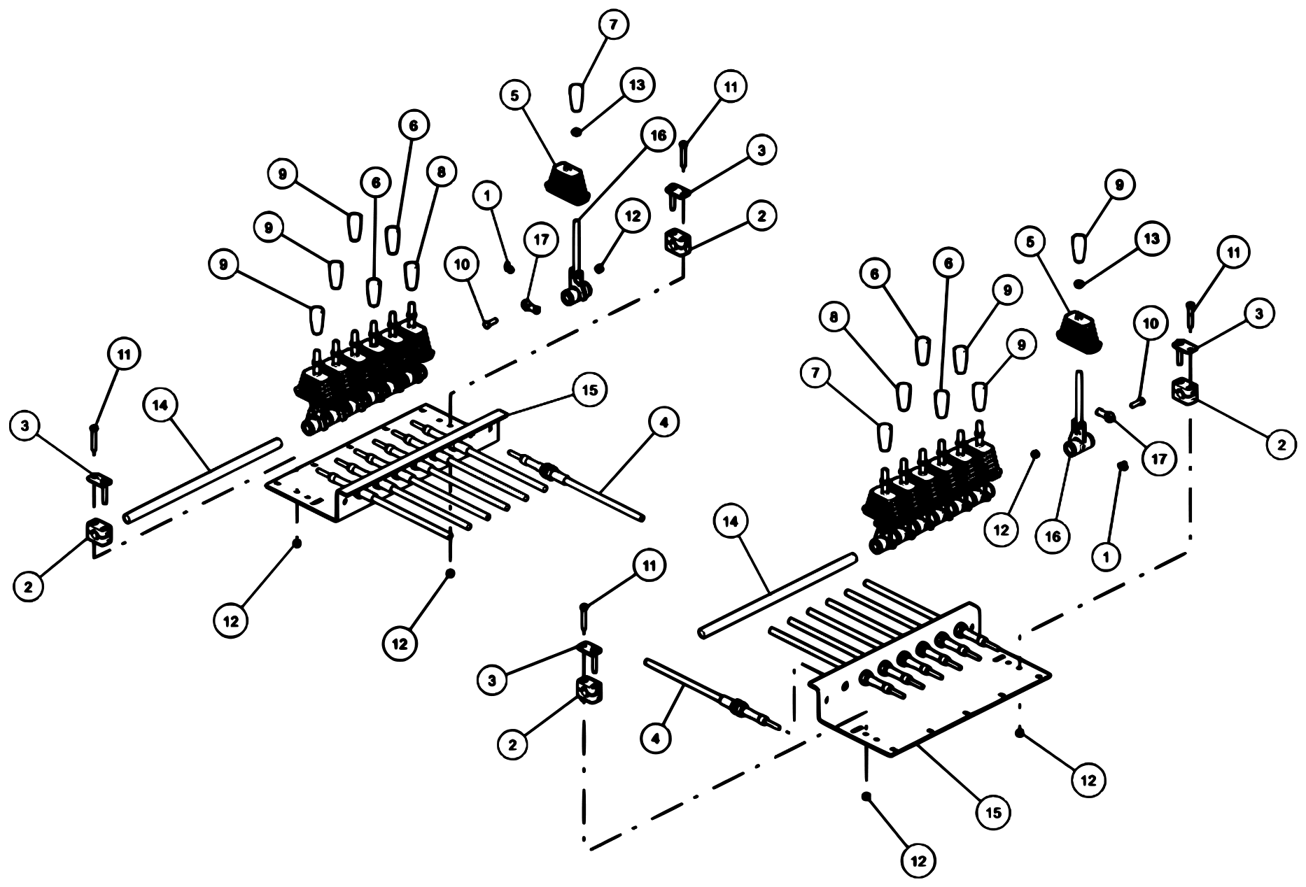 Century 312 Power Tilt Gen 2 (2018 manual) 7-Handle Dual Control Assembly diagram