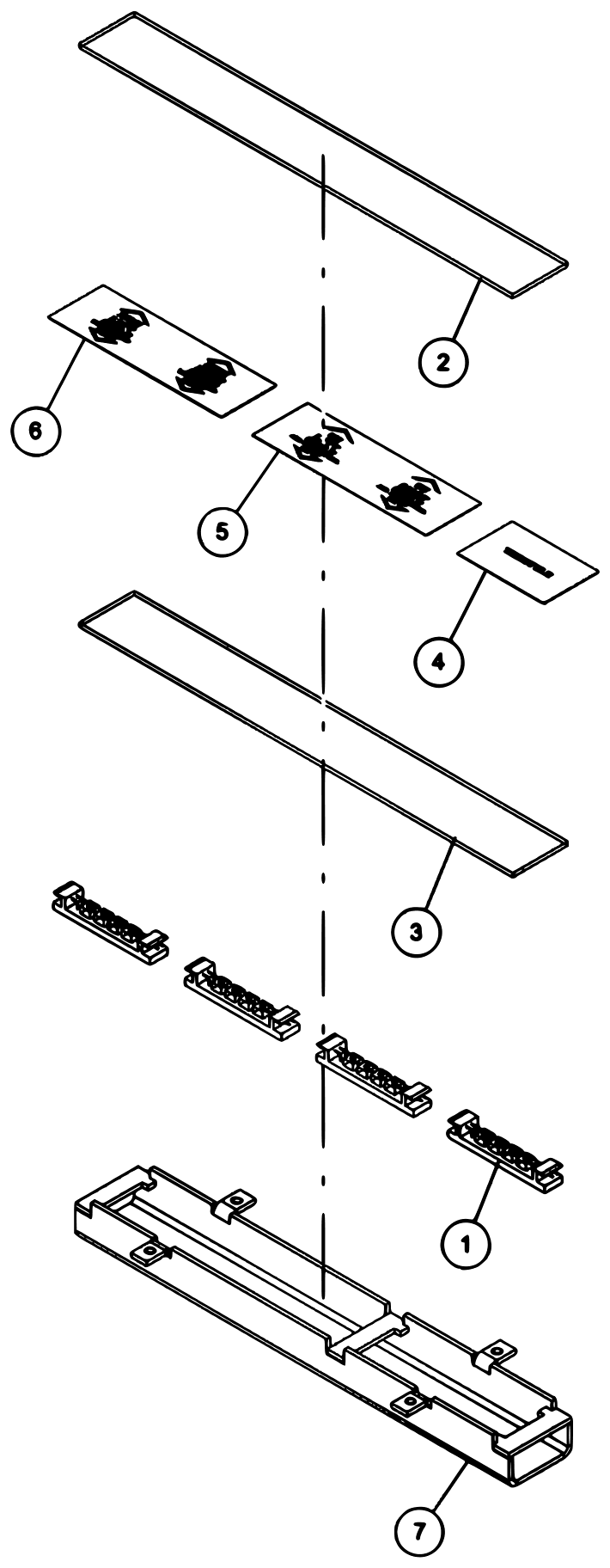 Century 7035 Standard Jack Leg (2026 manual) Illuminated Legend Assembly - 13.75" (0908797) diagram