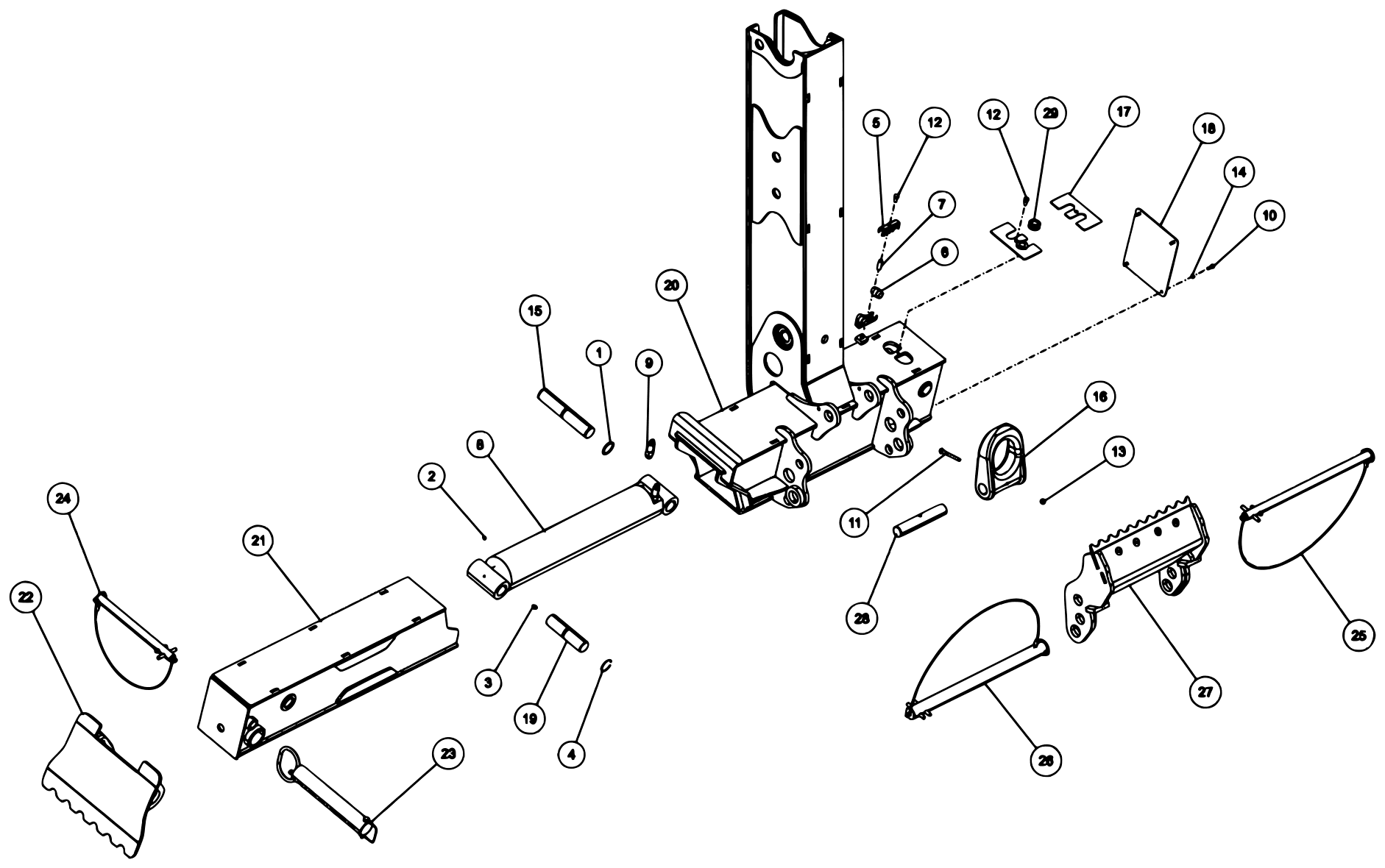 Vulcan V-70 2-Winch (2023 manual) 0911120, LH Rear Outrigger Assembly diagram