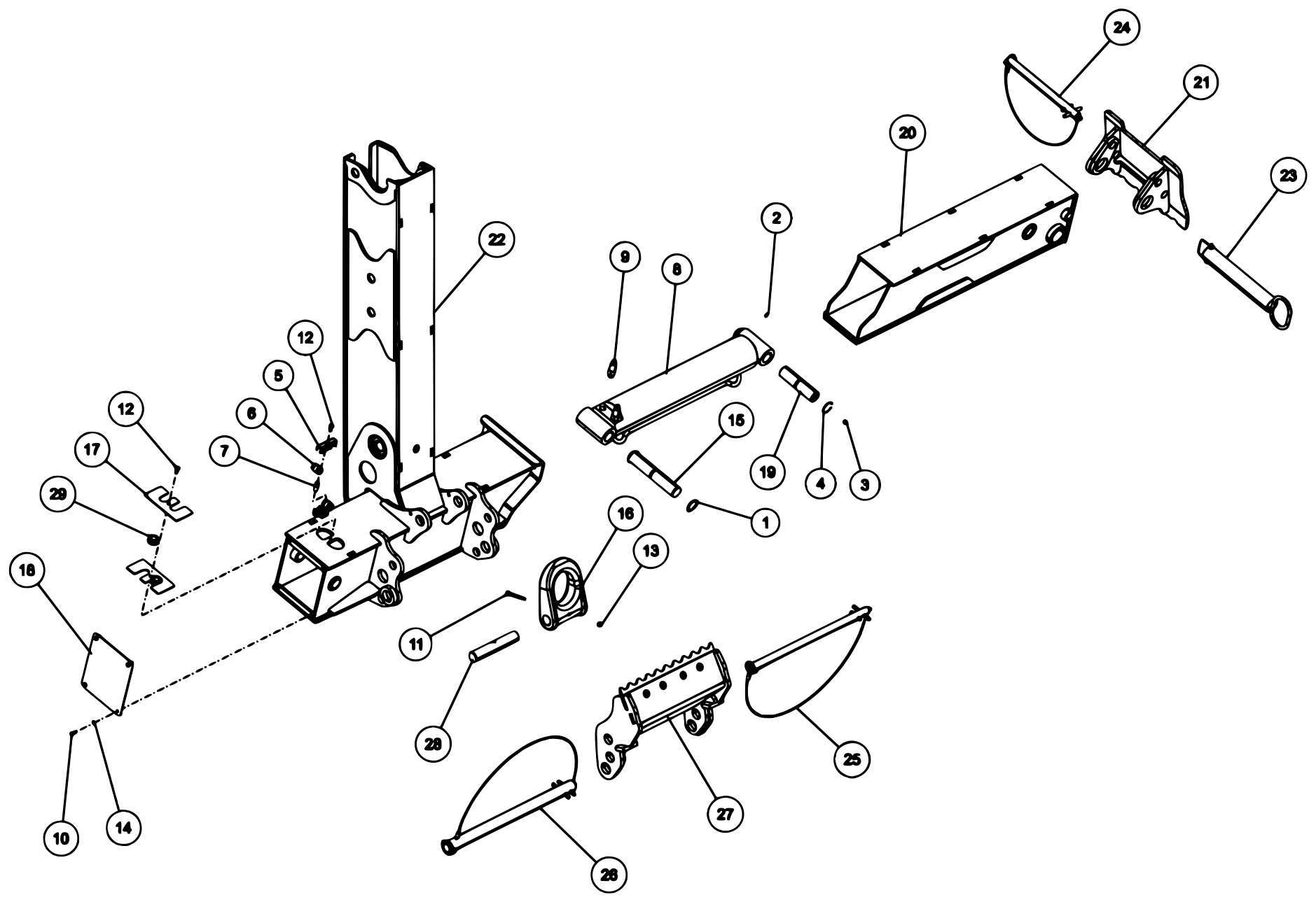 Vulcan V-70 2-Winch (2023 manual) 0911121, RH Rear Outrigger Assembly diagram