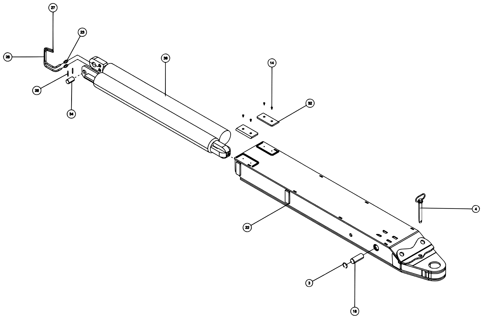 Vulcan V-70 2-Winch (2023 manual) 0910787, Stinger Assy - Euro - 144" diagram (view 1 of 3)