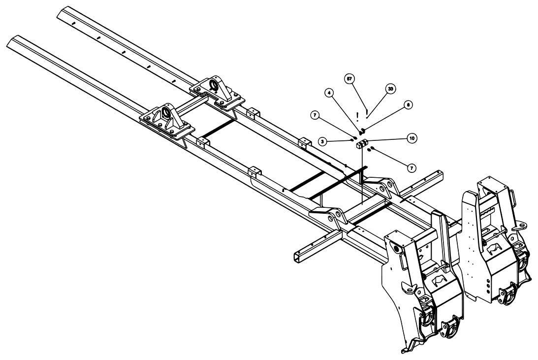 Vulcan V-70 2-Winch (2023 manual) 0912015, Subframe Assembly V70-100 Std Winch diagram (view 4 of 17)