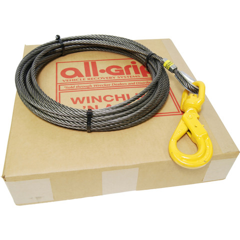 All-Grip 3/8" x 50' Fiber Core Winch Cable + Locking Hook